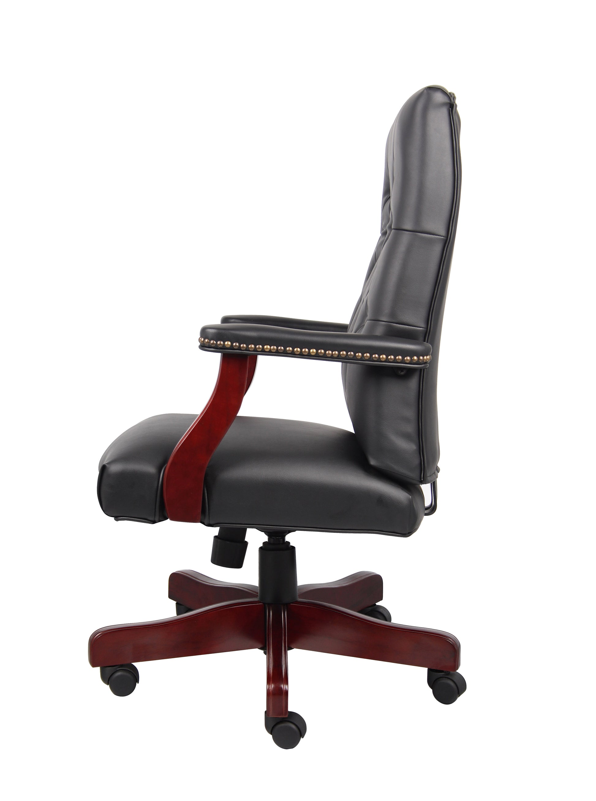 Boss Classic Black Caressoft Chair With Mahogany Finish Frame image 8