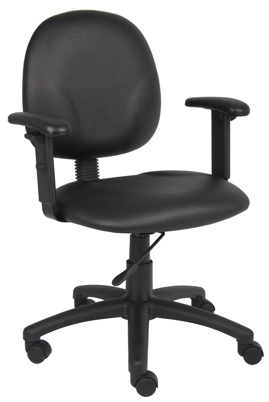Boss Diamond Task Chair In Black Antimicrobial Vinyl W/ Adjustable Arms
