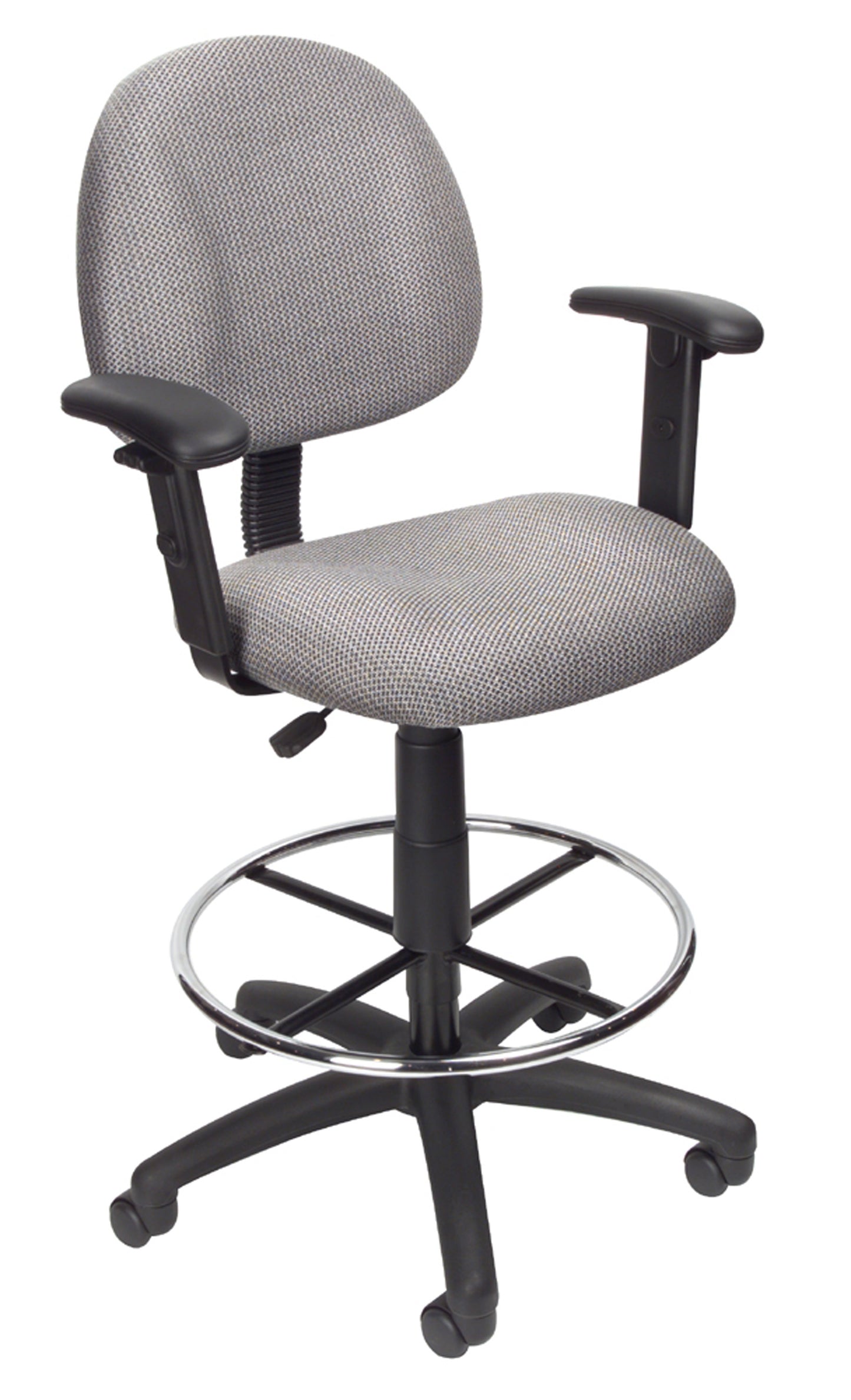Boss Drafting Stool (B315-Gy) W/Footring And Adjustable Arms