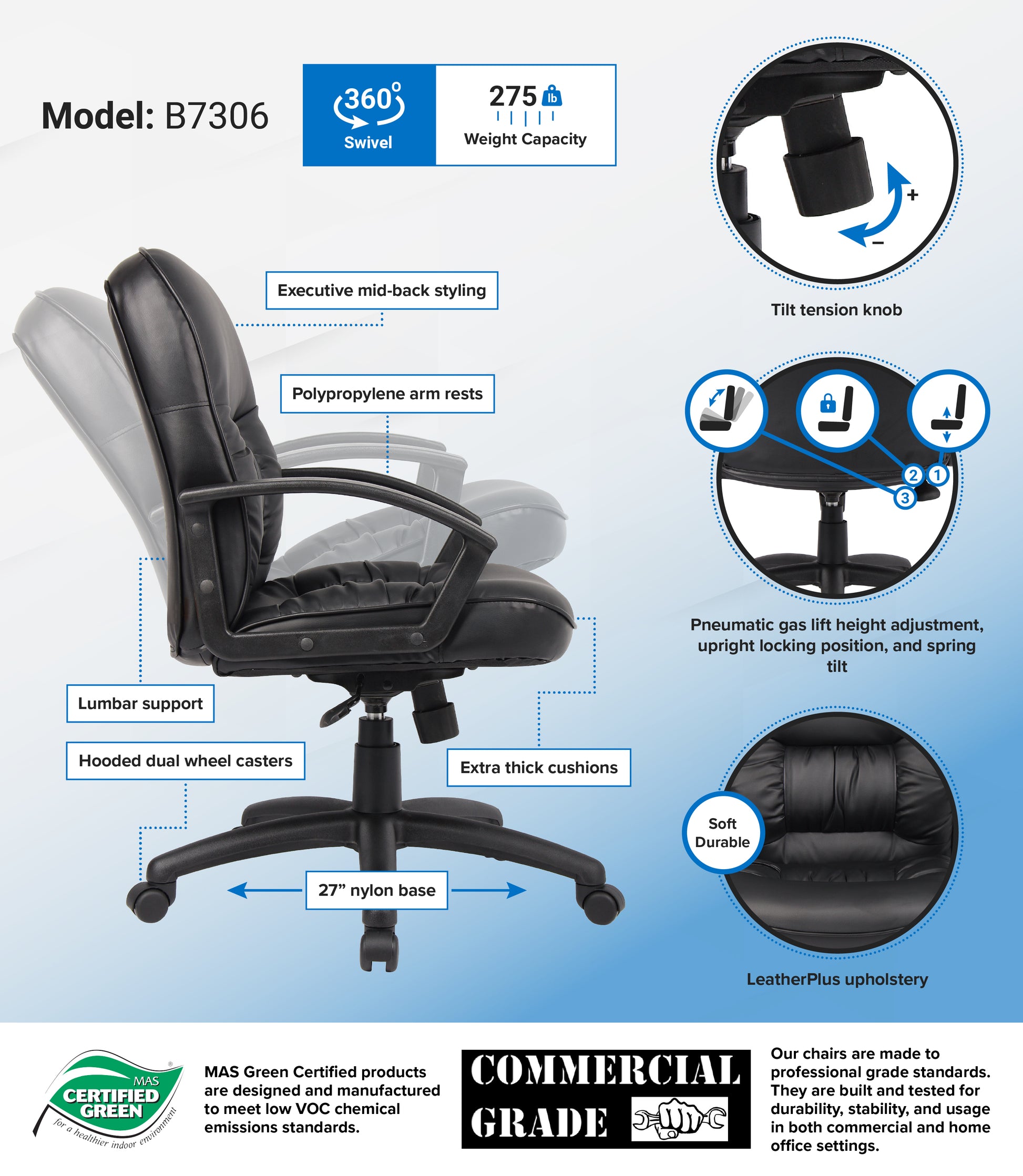 Boss Mid Back LeatherPlus Chair image 3
