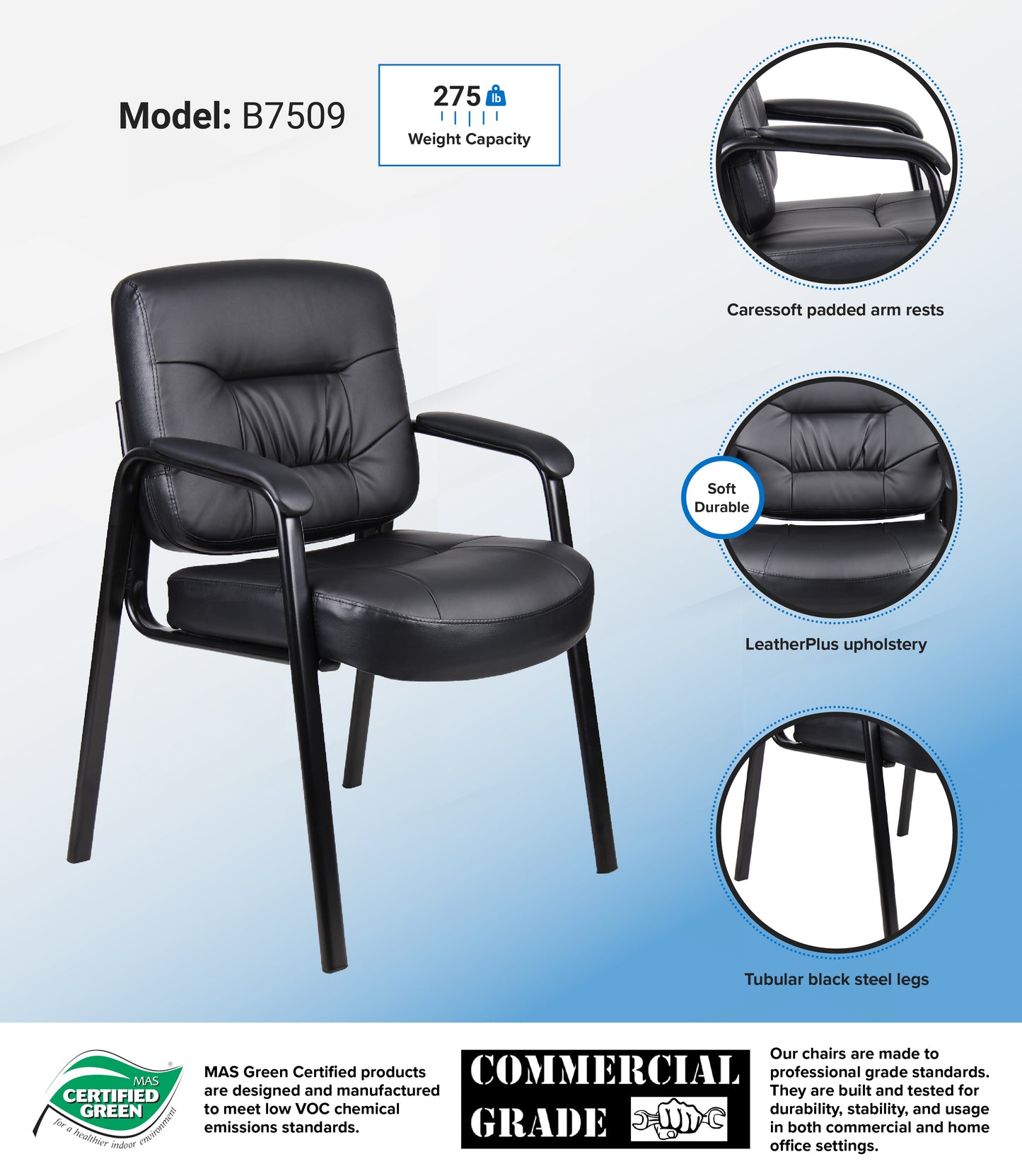 Boss Executive Mid Back LeatherPlus Guest Chair image 2