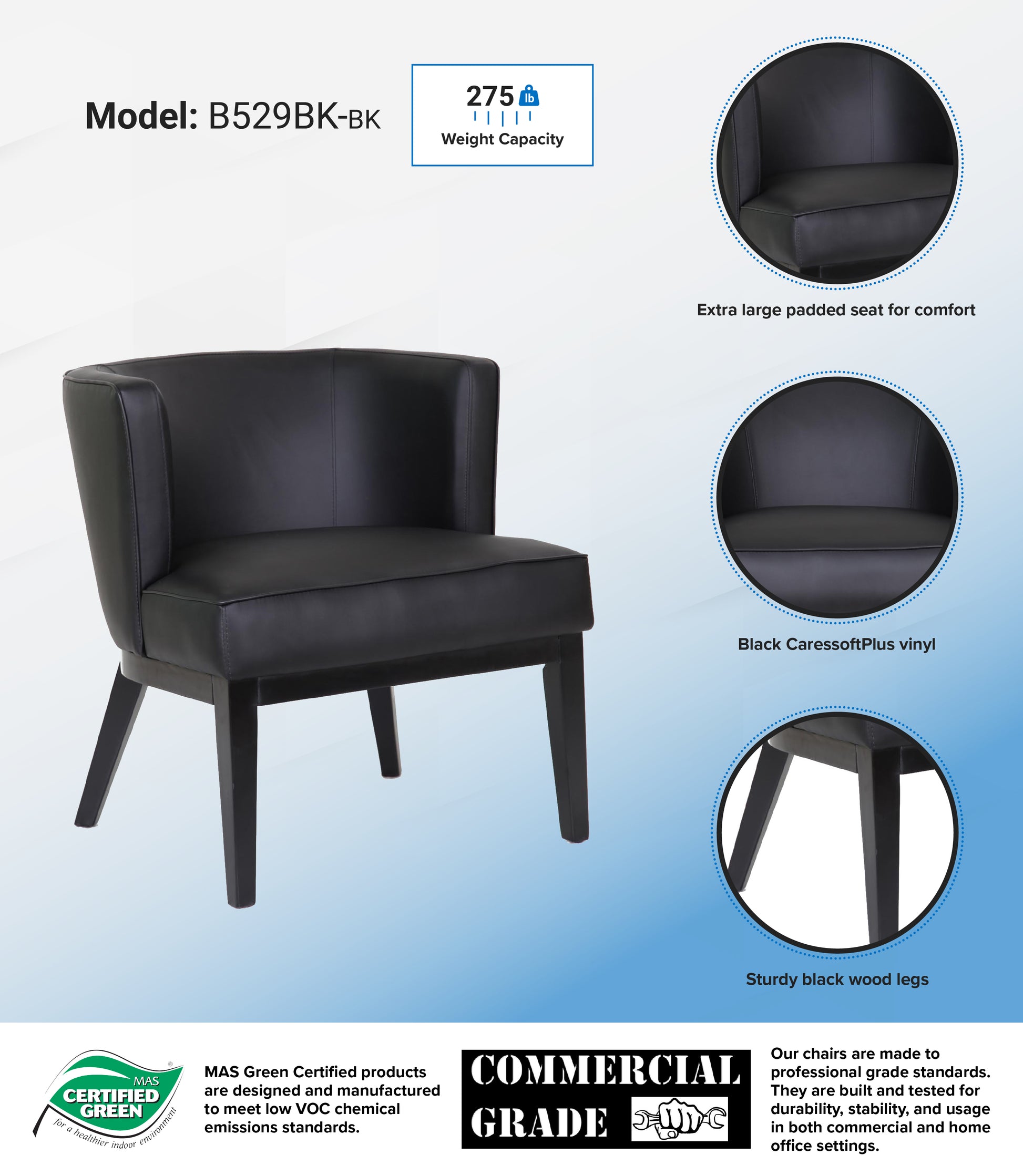 Boss Ava guest, accent or dining chair - Black image 3