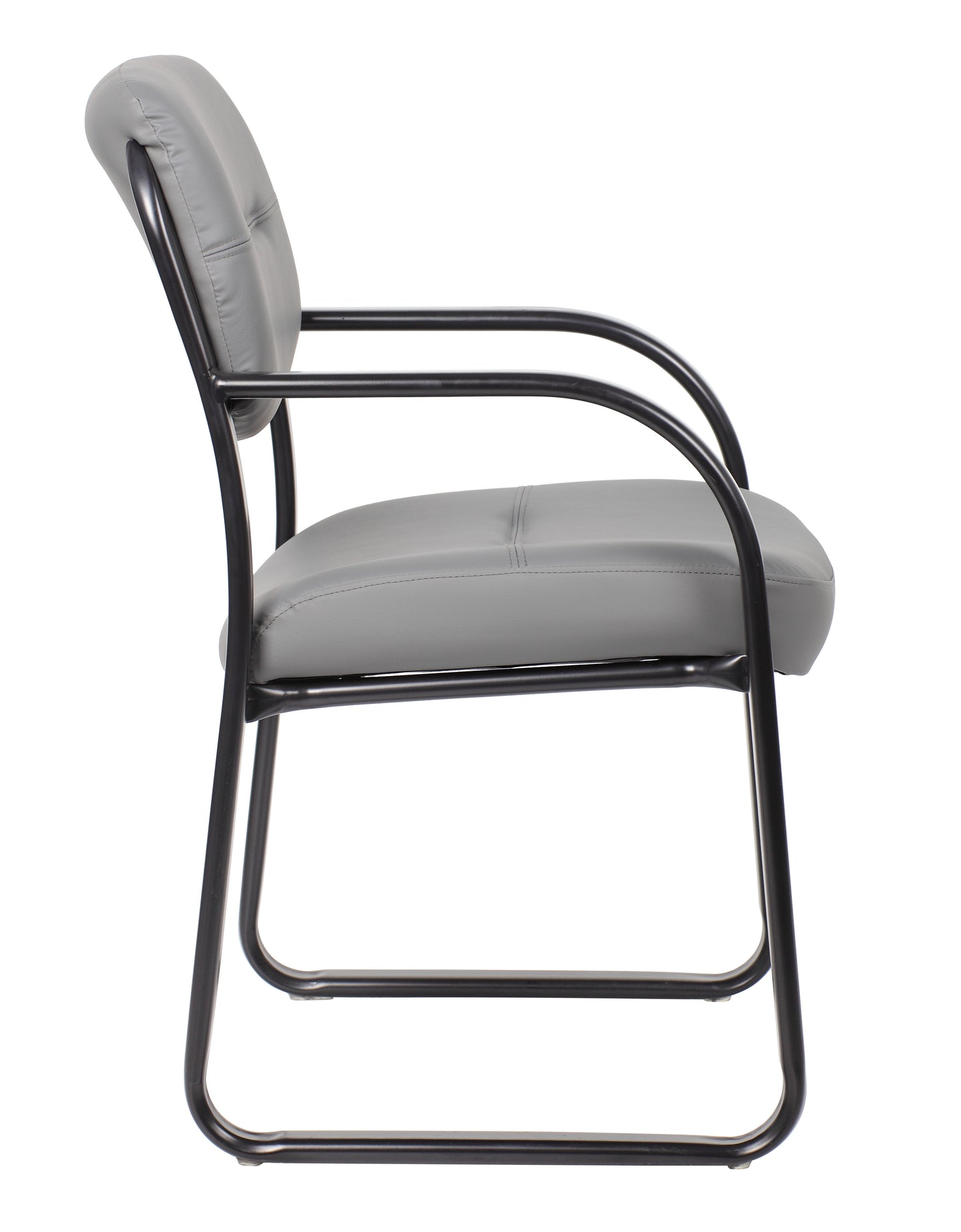 Boss Leather Sled Base Side Chair, Grey image 7
