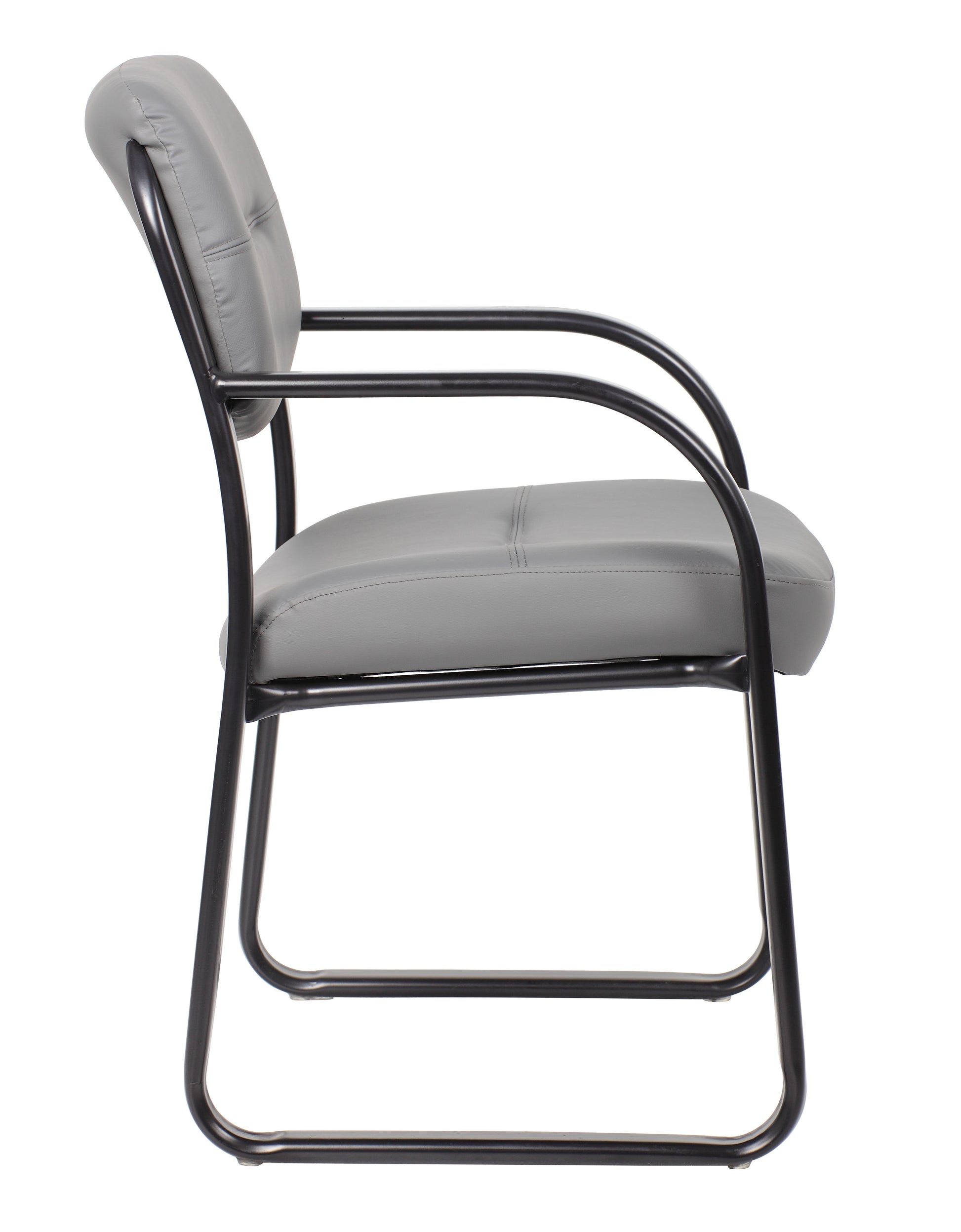 Boss Leather Sled Base Side Chair, Grey image 7