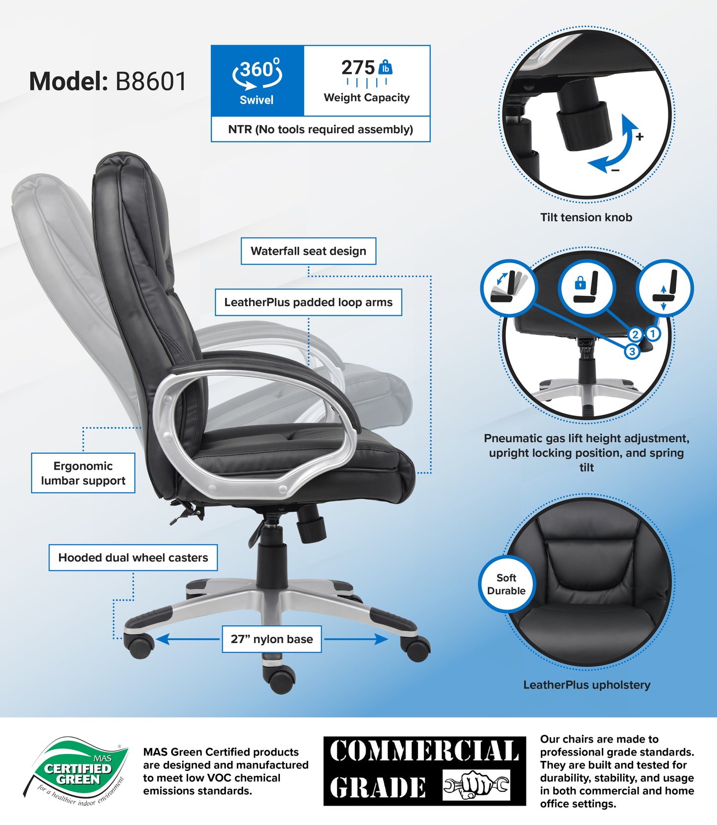 Boss "NTR" Executive LeatherPlus Chair image 3