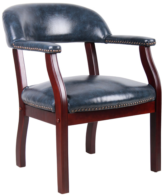 Boss Captain's guest, accent or dining chair in Blue Vinyl