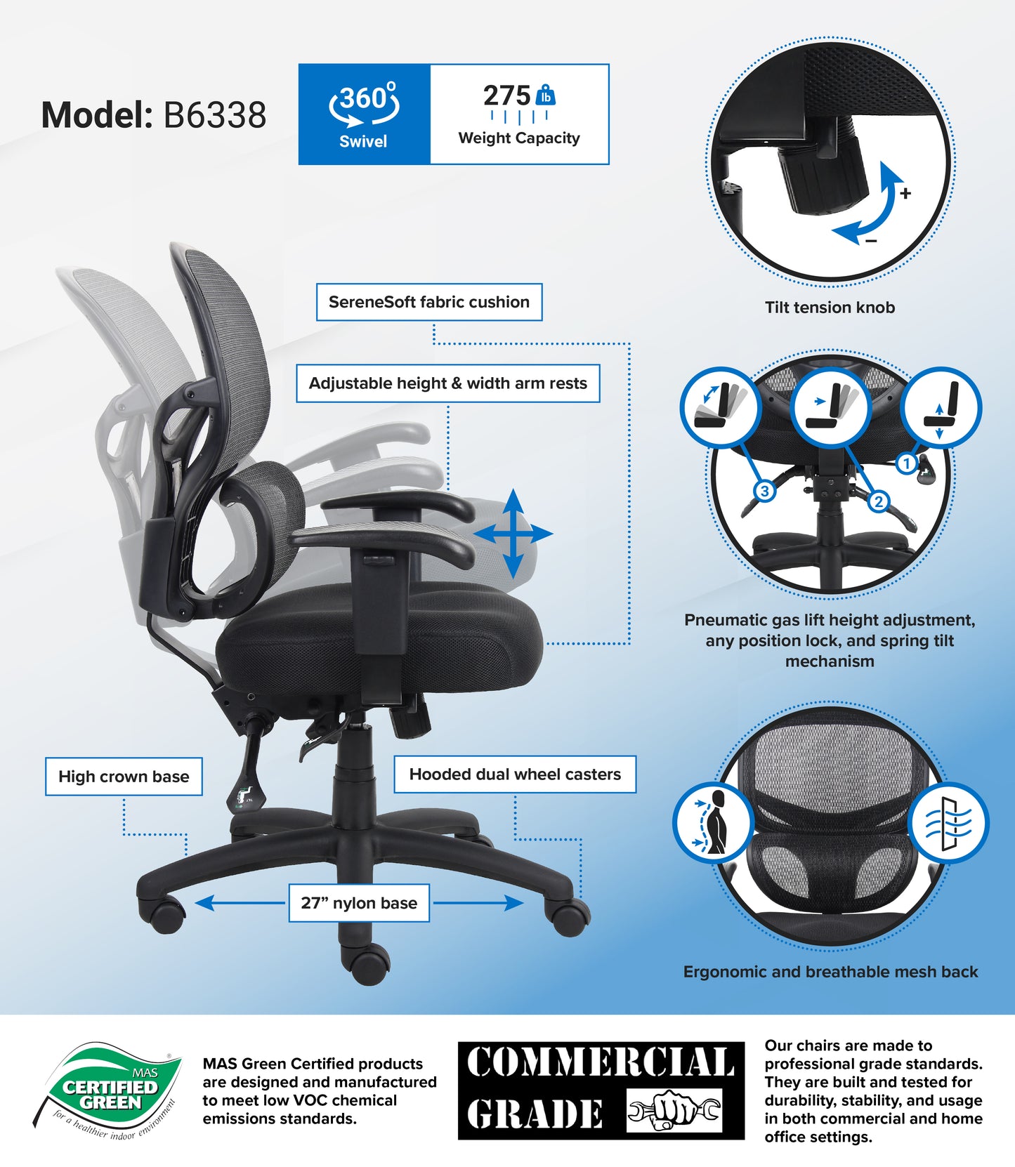 Boss Multi-Function Mesh Task Chair image 3