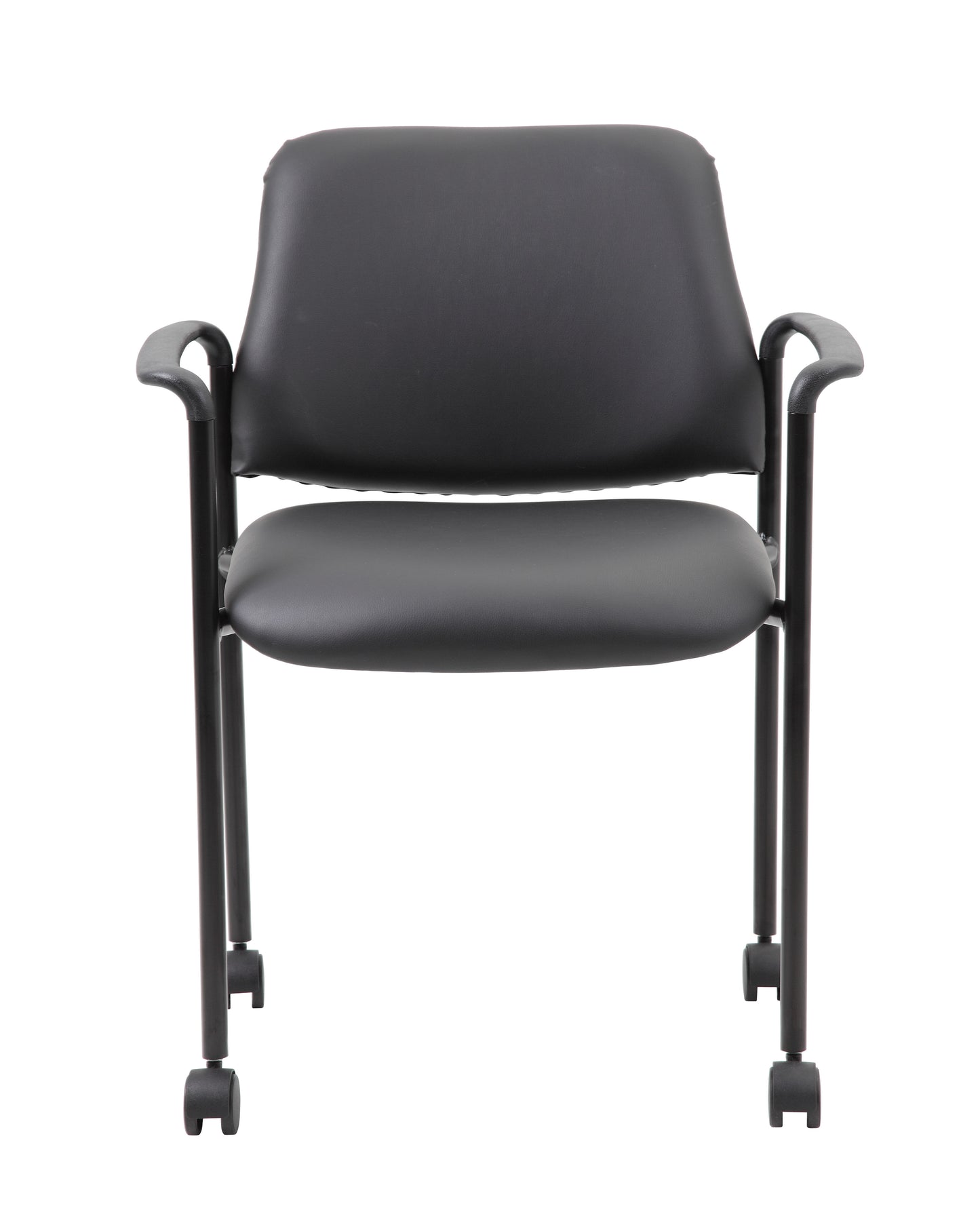 Boss Square Back  Diamond Stacking Chair W/Arm In Black Caressoft image 3