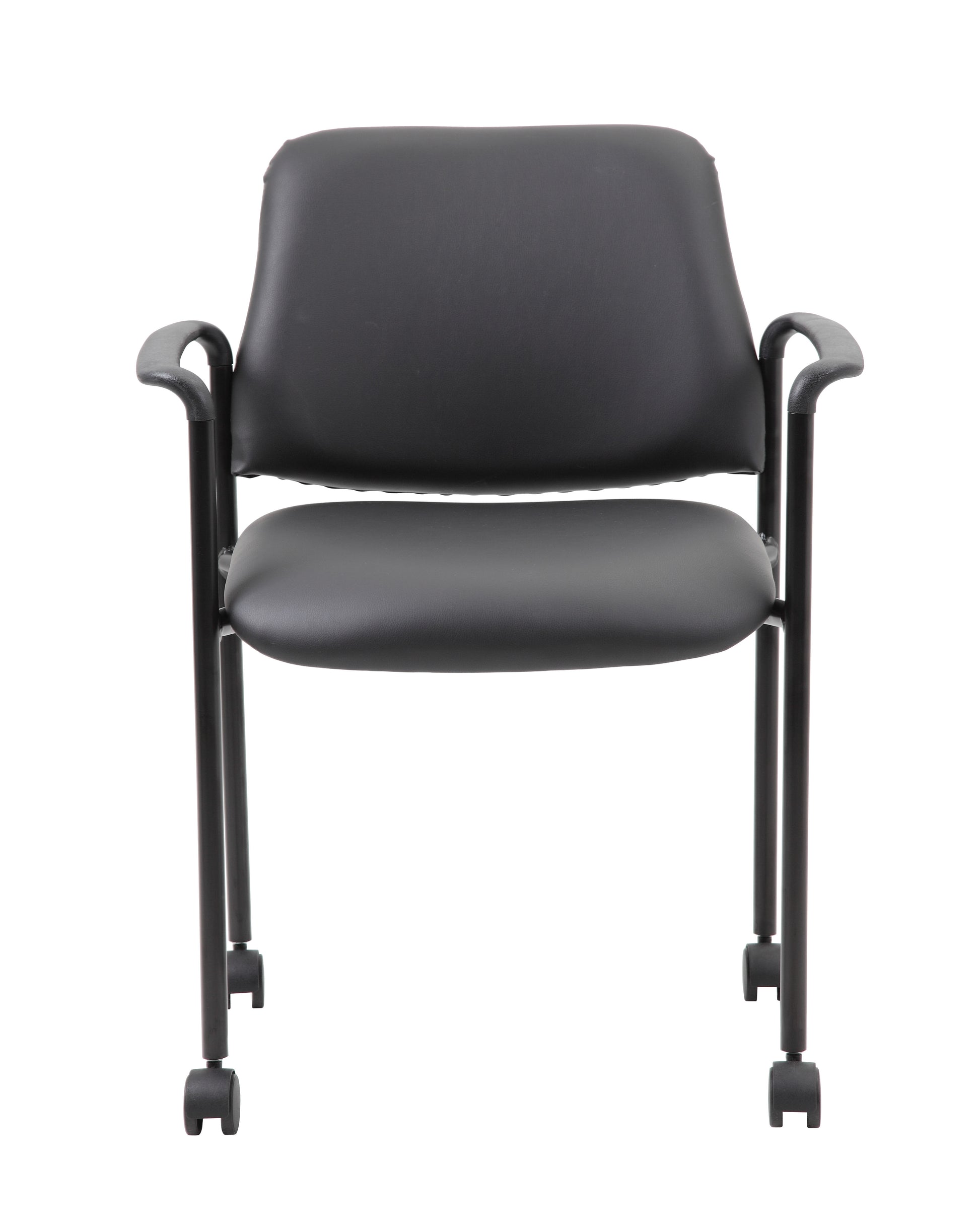 Boss Square Back  Diamond Stacking Chair W/Arm In Black Caressoft image 3