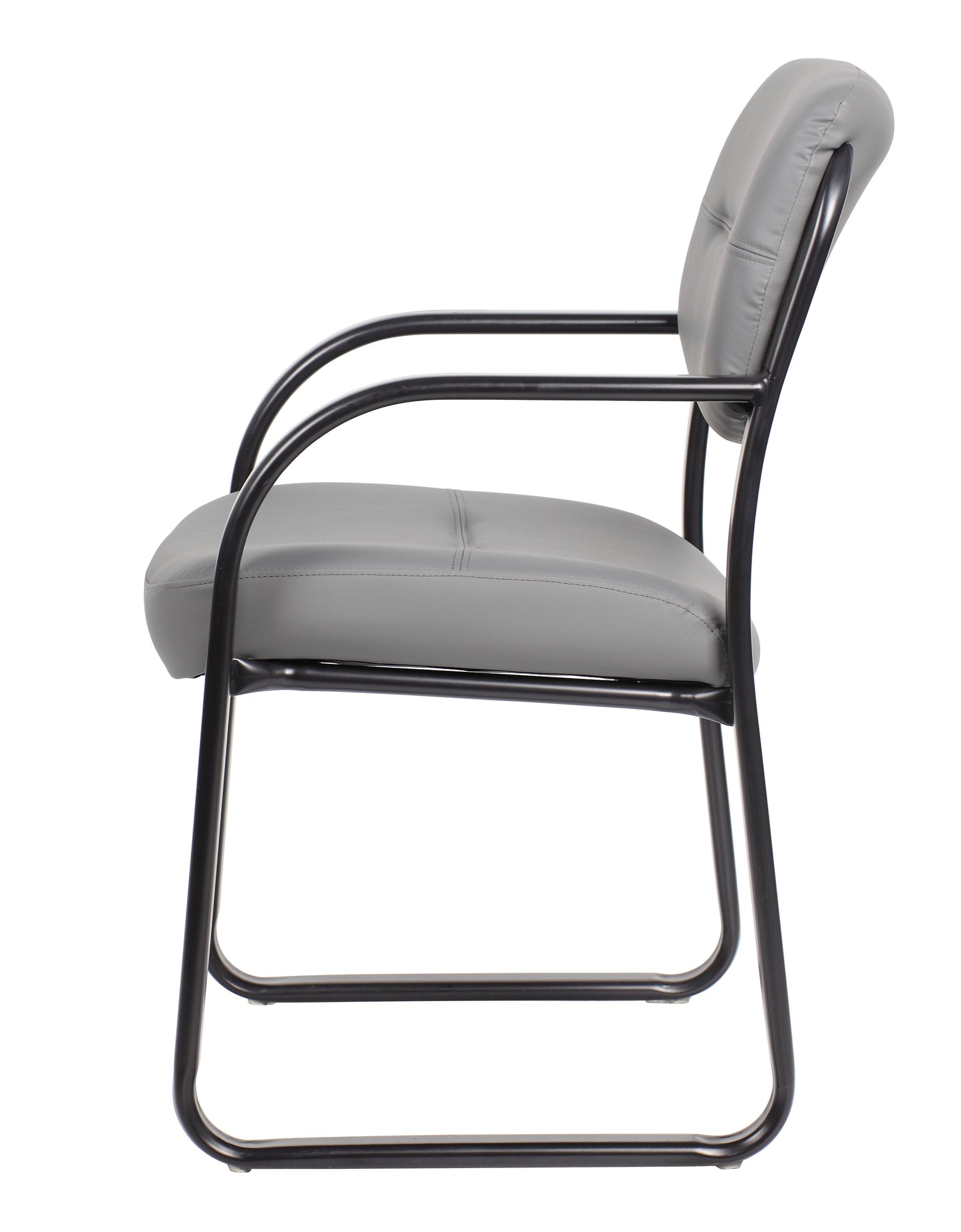 Boss Leather Sled Base Side Chair, Grey image 5