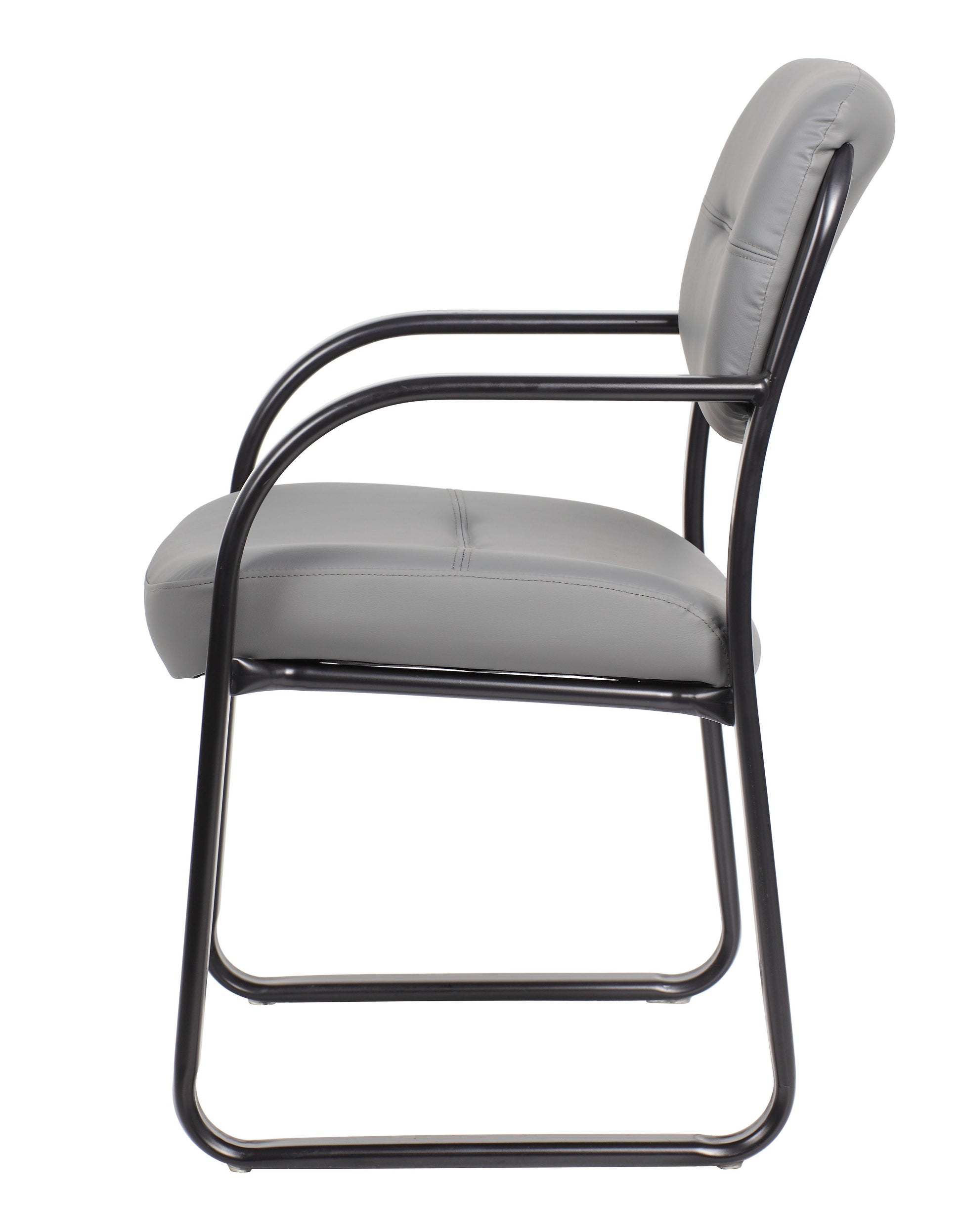 Boss Leather Sled Base Side Chair, Grey image 5