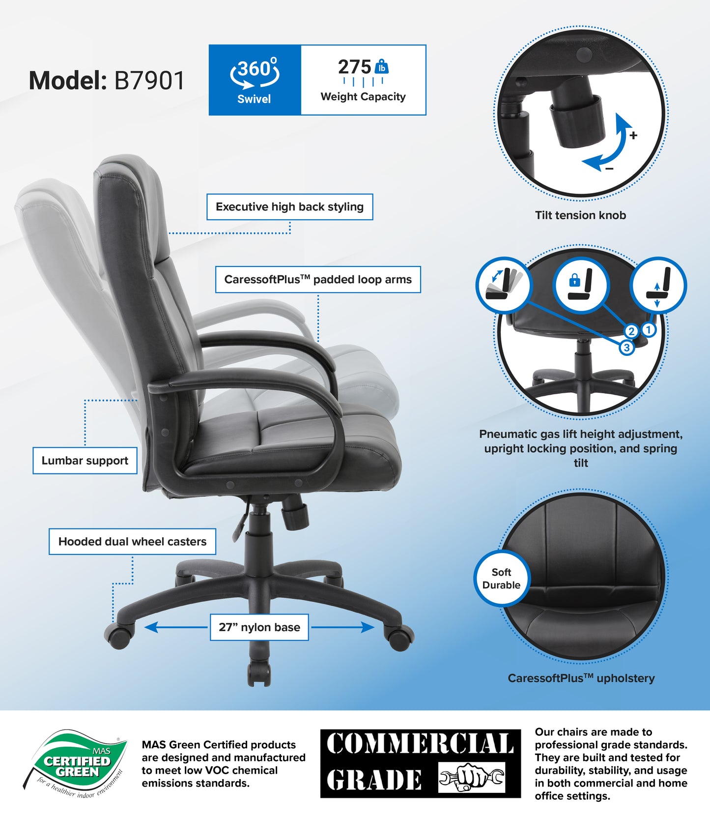 Boss CaressoftPlus Executive High Back Chair image 3