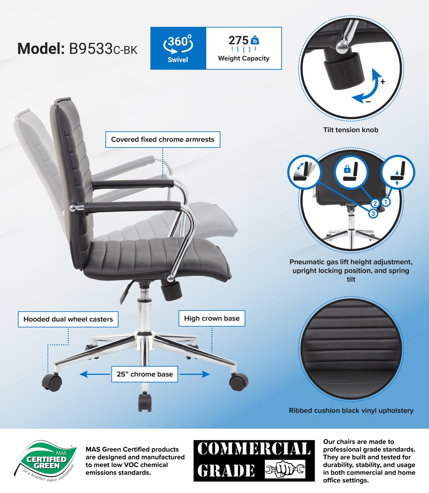 Boss Black Vinyl Hospitality Chair image 3