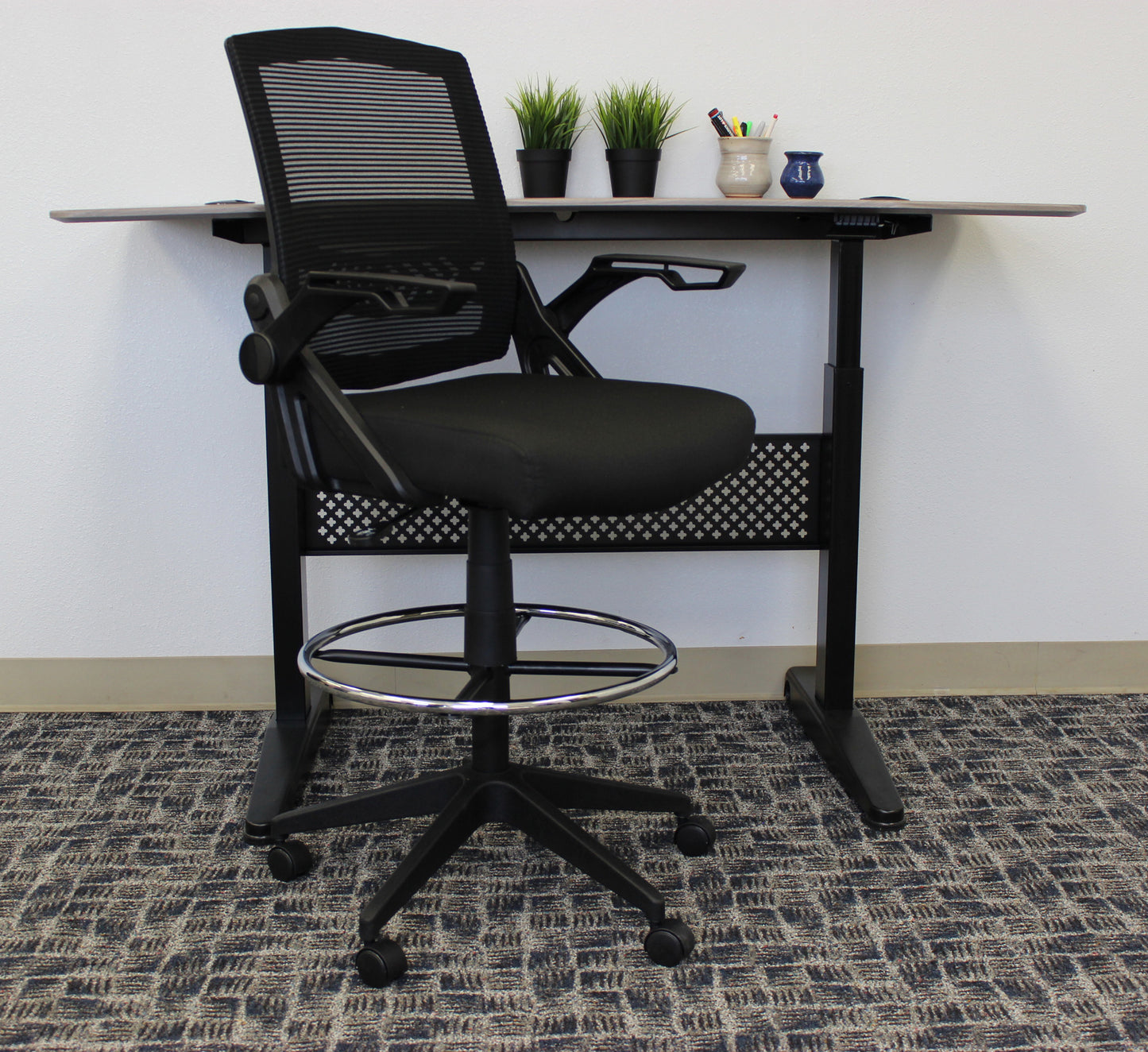 Boss Mesh Drafting Stool w/ Flip Arms image 2