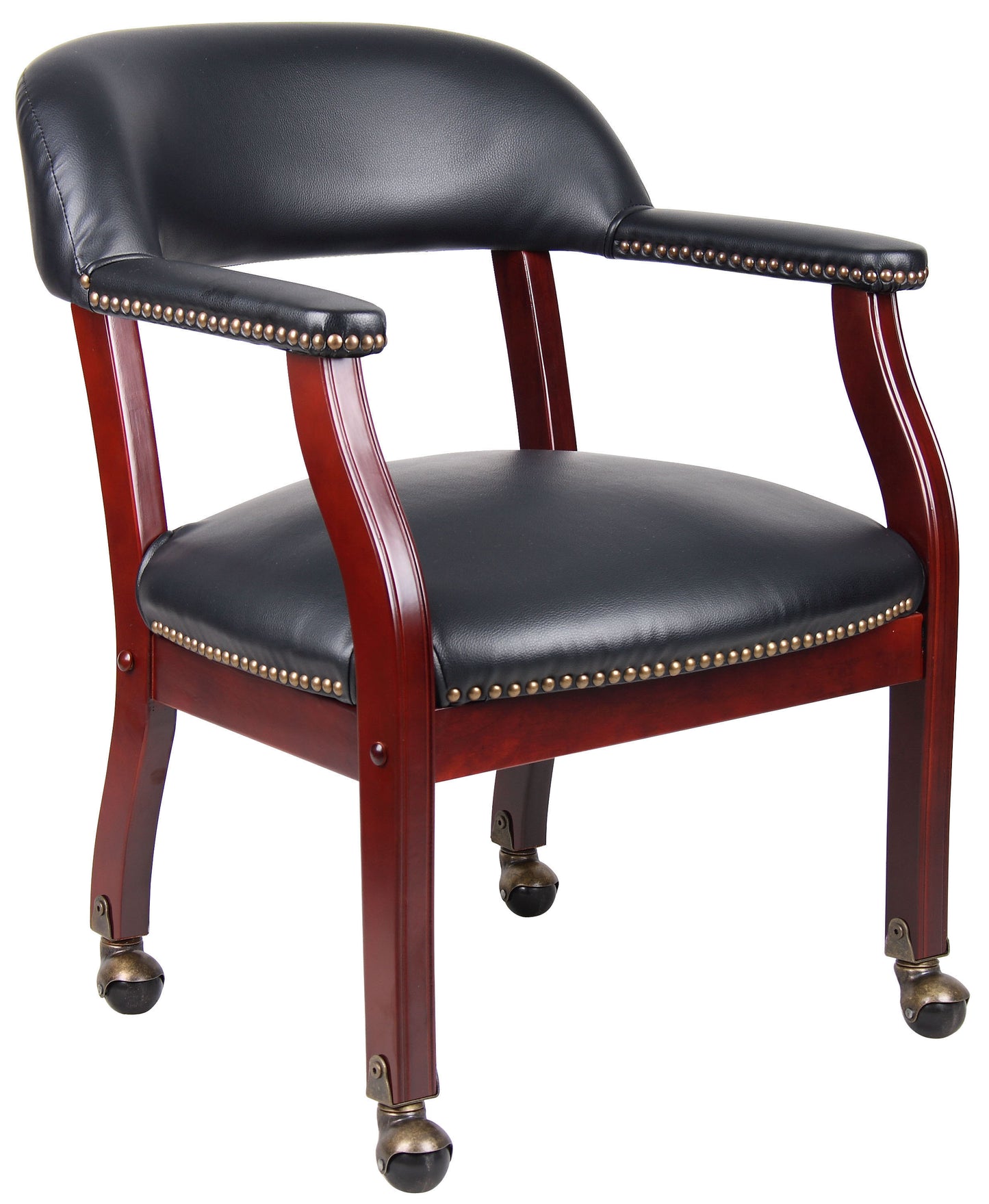 Boss Captain's guest, accent or dining chair in Black Vinyl W/ Casters