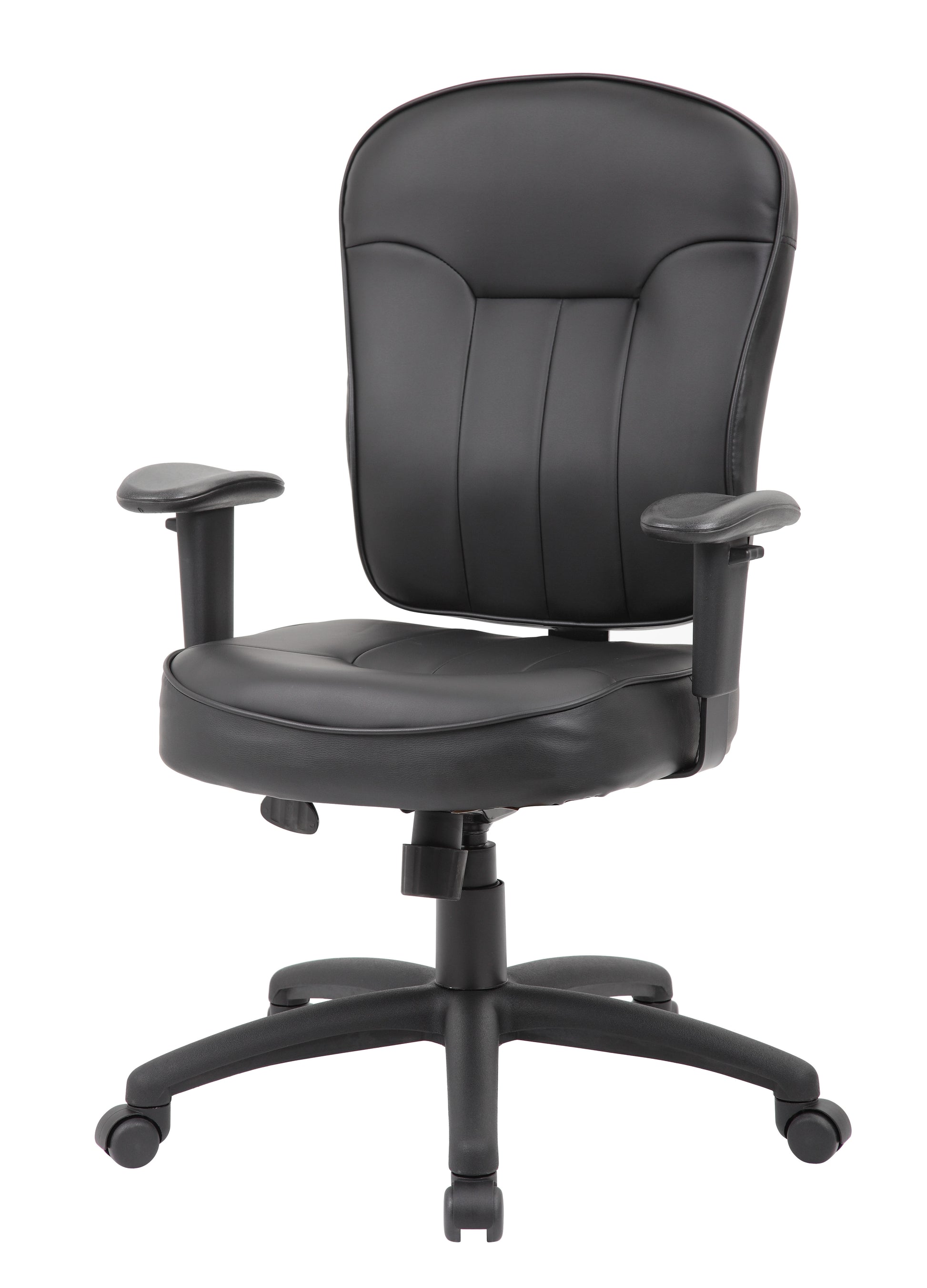 Boss Black Leather Task Chair W/ Adjustable Arms image 5
