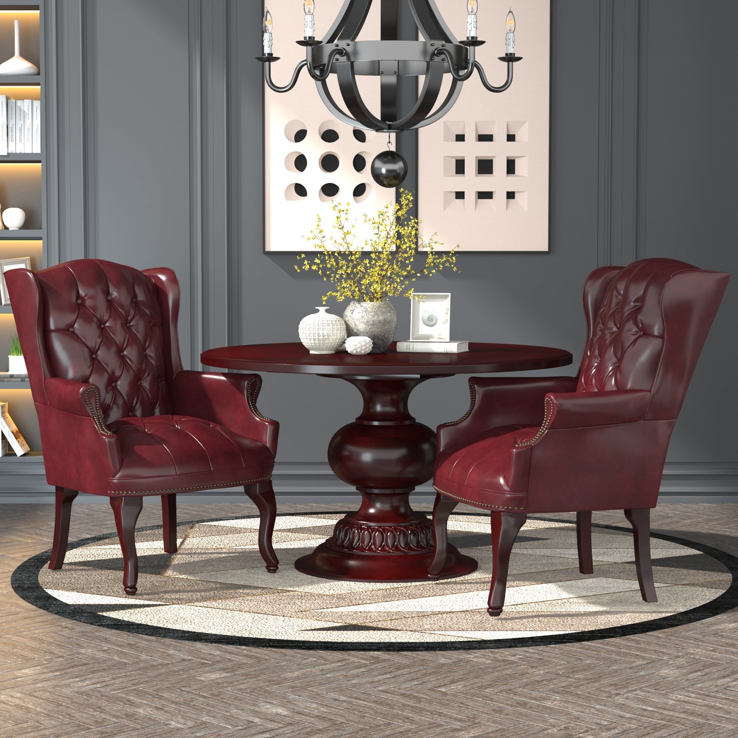 Boss Wingback Traditional Guest Chair In Burgundy image 2