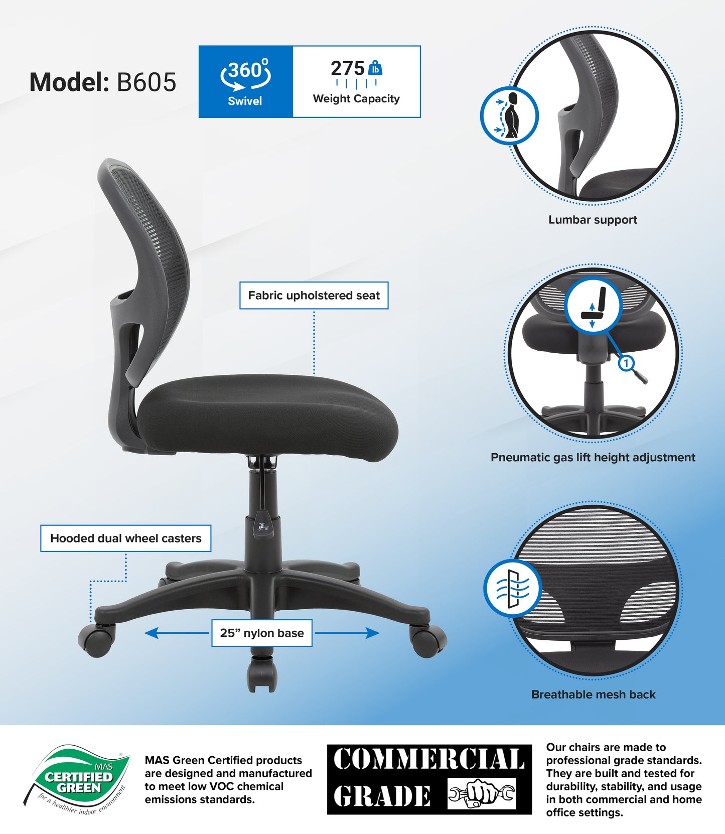 Boss Commercial Grade Mesh Task Chair image 3