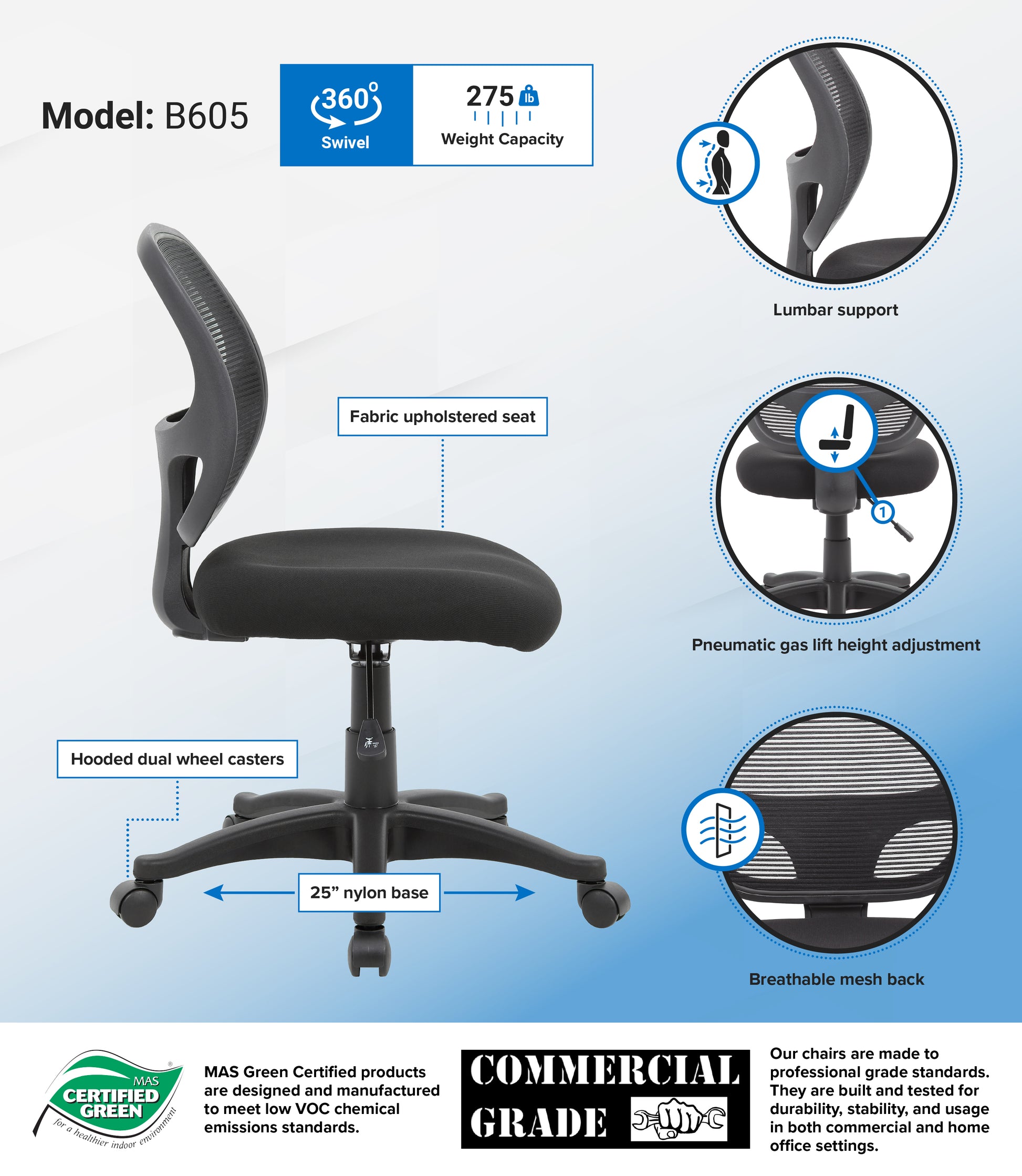 Boss Commercial Grade Mesh Task Chair image 3