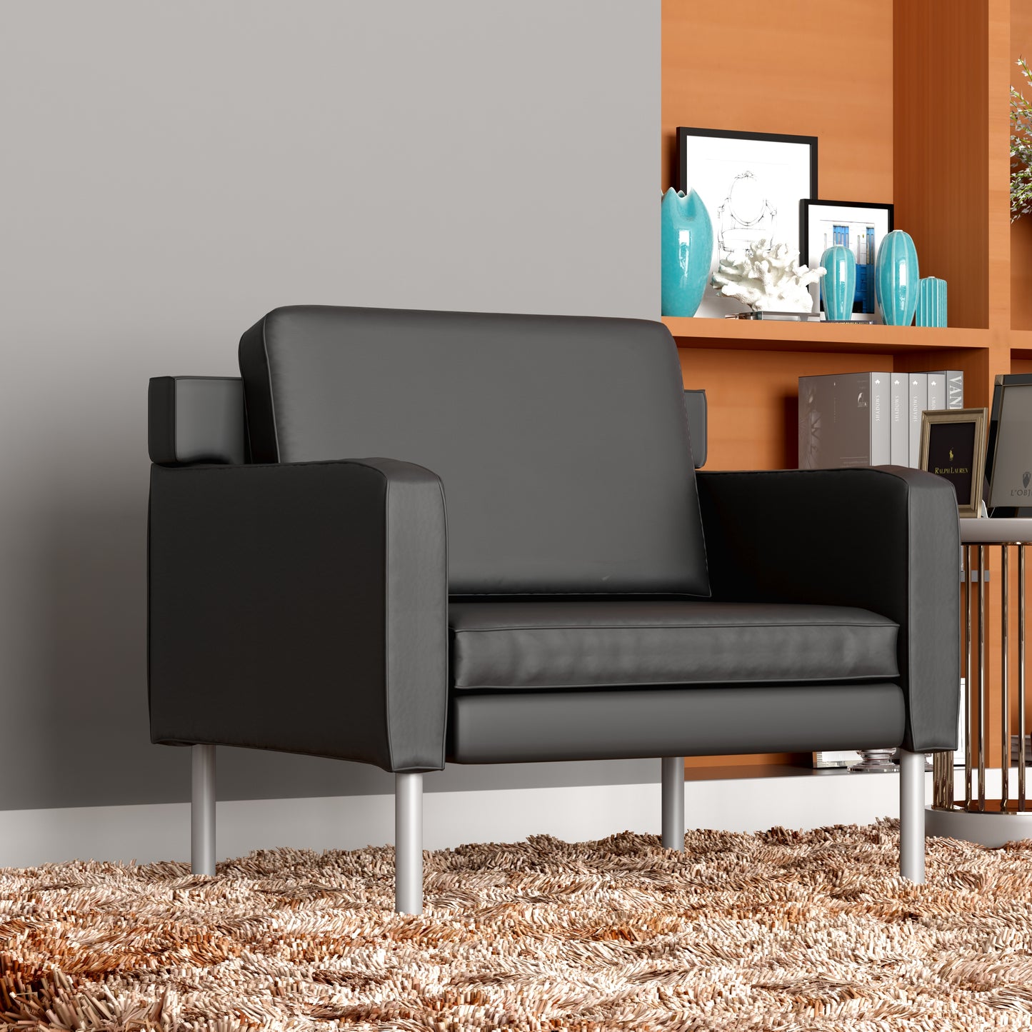 Boss Black Antimicrobial Vinyl Lounge Chair image 2