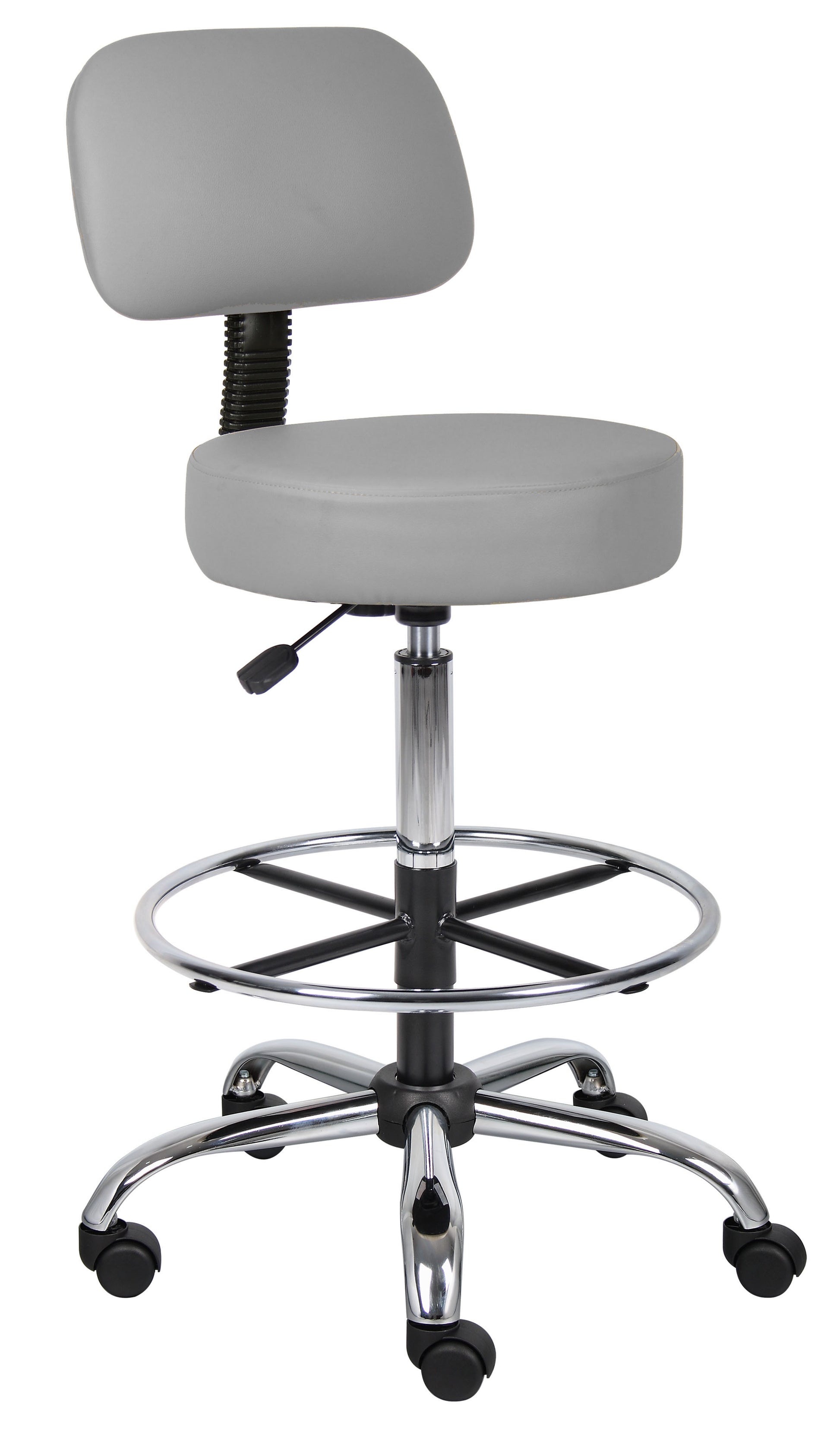 Boss Antimicrobial Vinyl Medical/Drafting Stool W/ Back Cushion