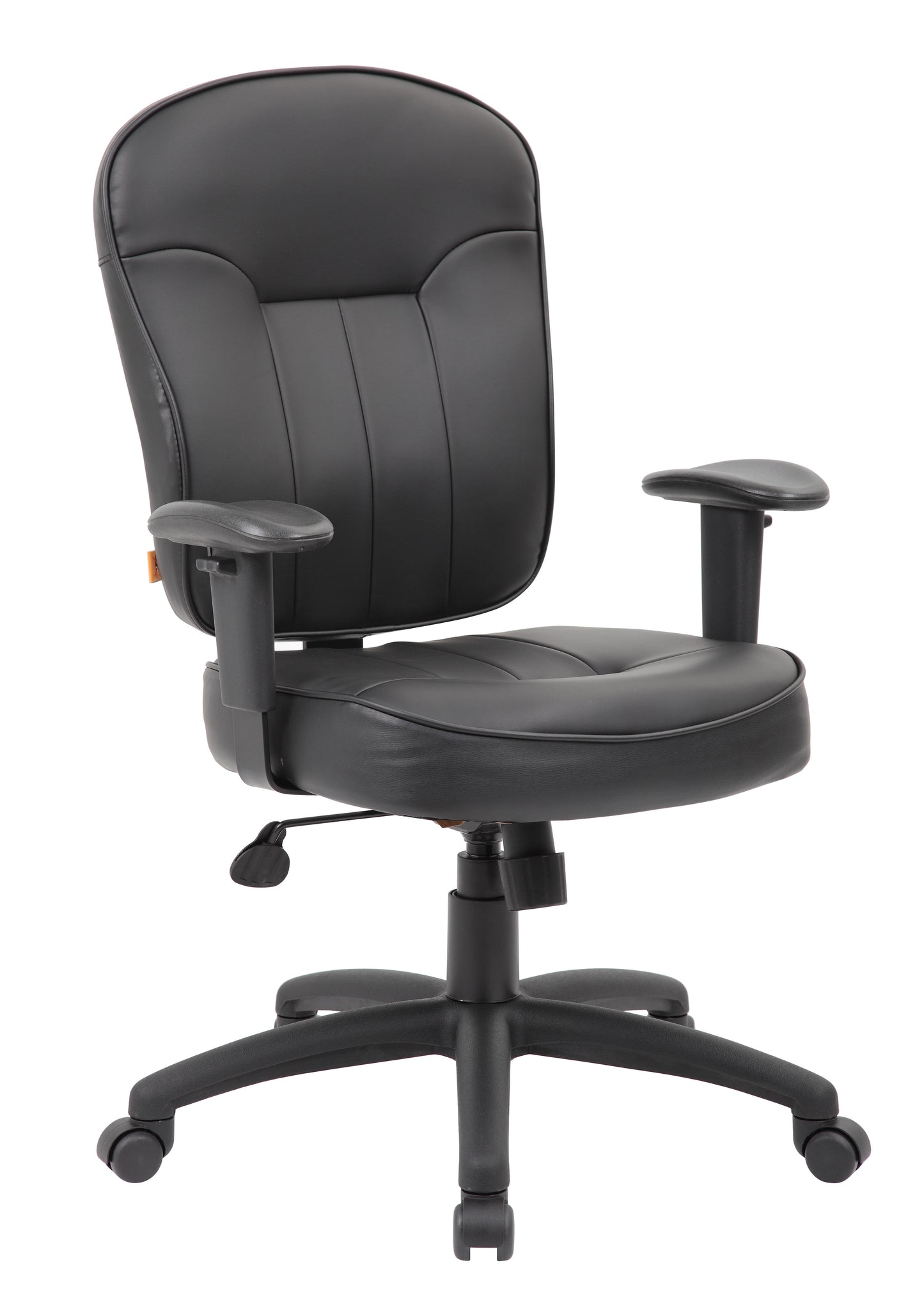 Boss Black Leather Task Chair W/ Adjustable Arms