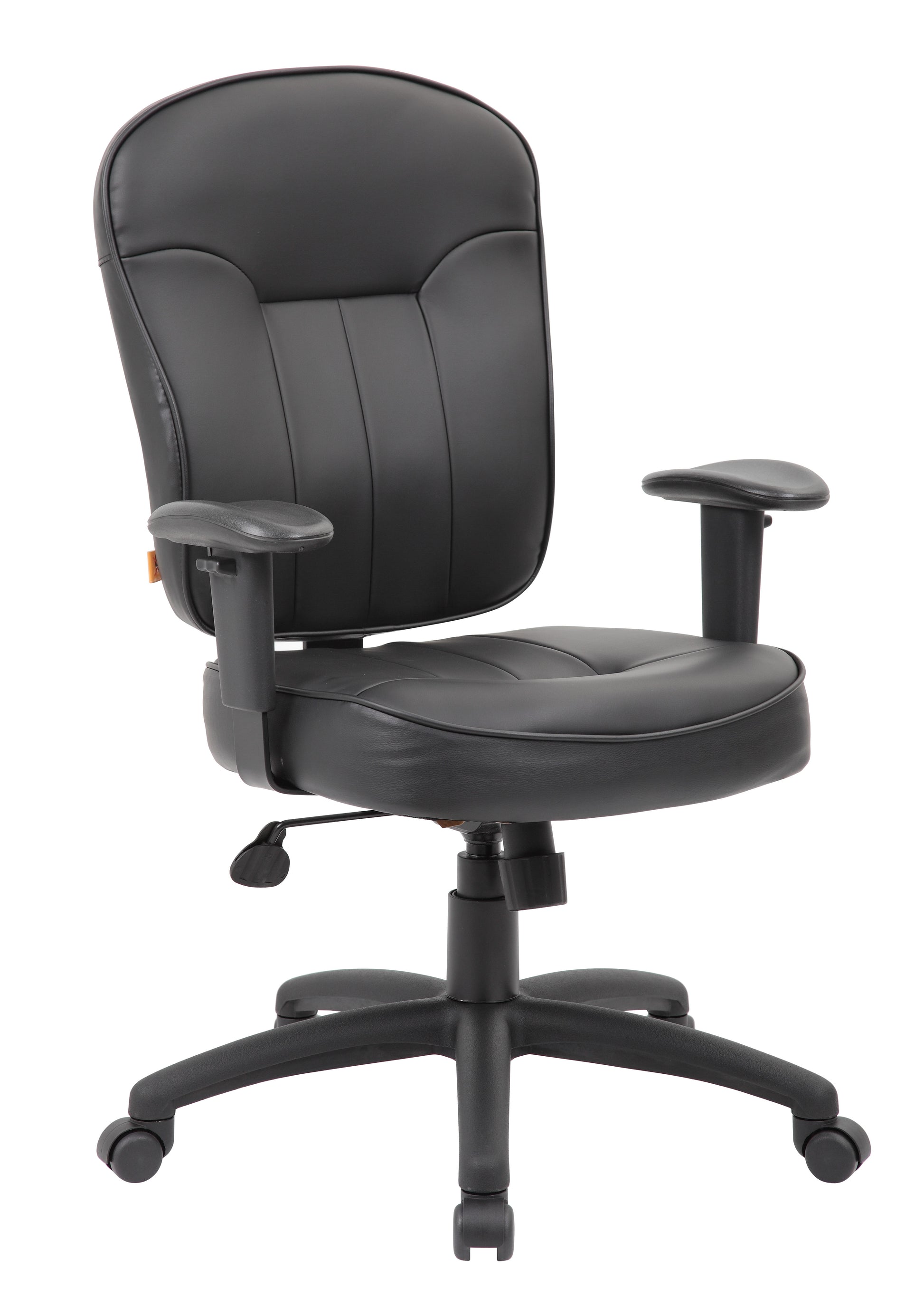 Boss Black Leather Task Chair W/ Adjustable Arms