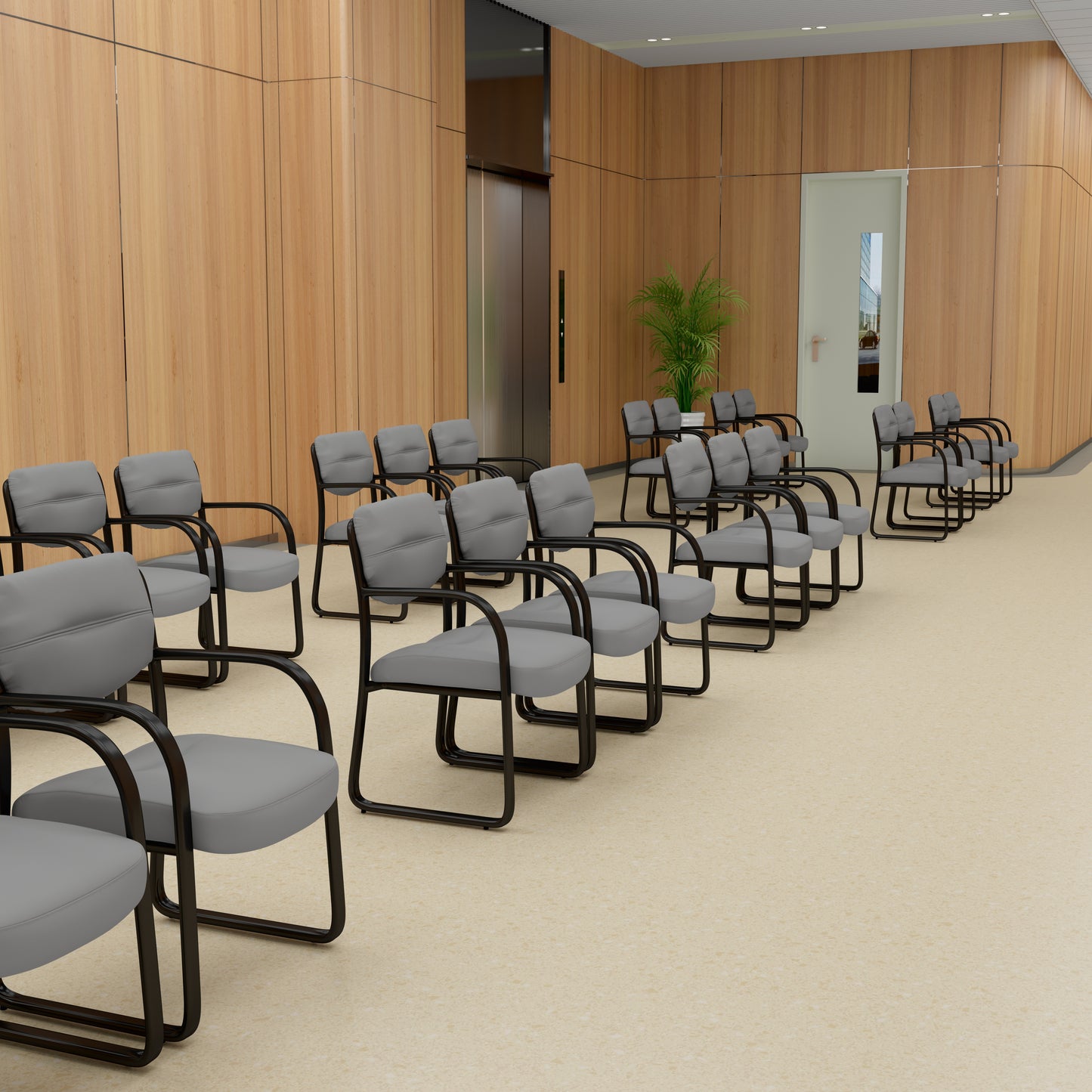 Boss Leather Sled Base Side Chair, Grey image 2