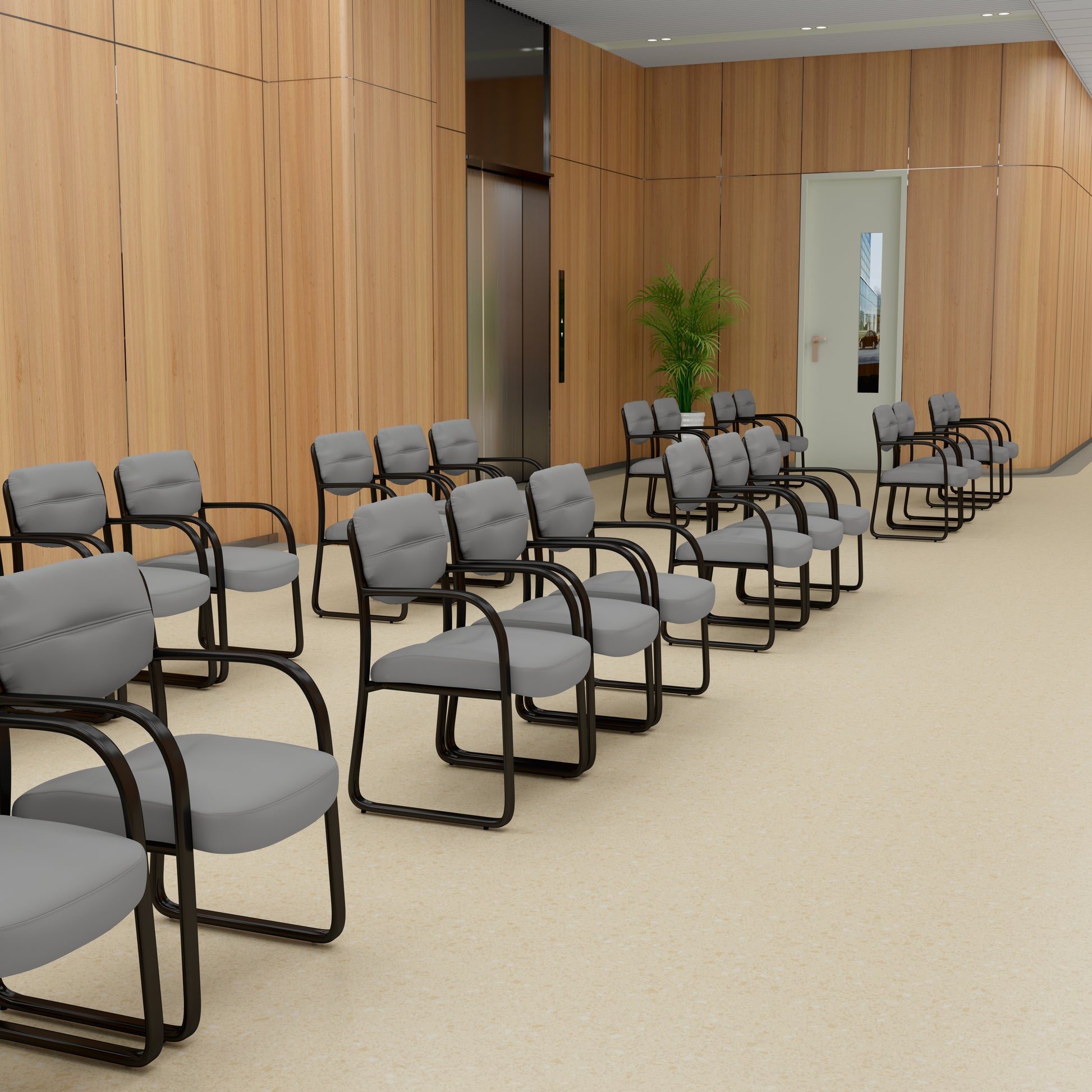 Boss Leather Sled Base Side Chair, Grey image 2