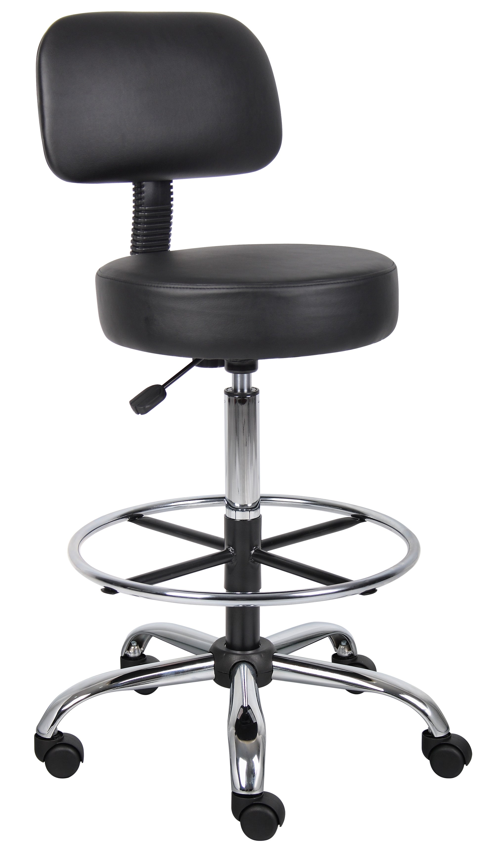 Boss Antimicrobial Vinyl Medical/Drafting Stool W/ Back Cushion