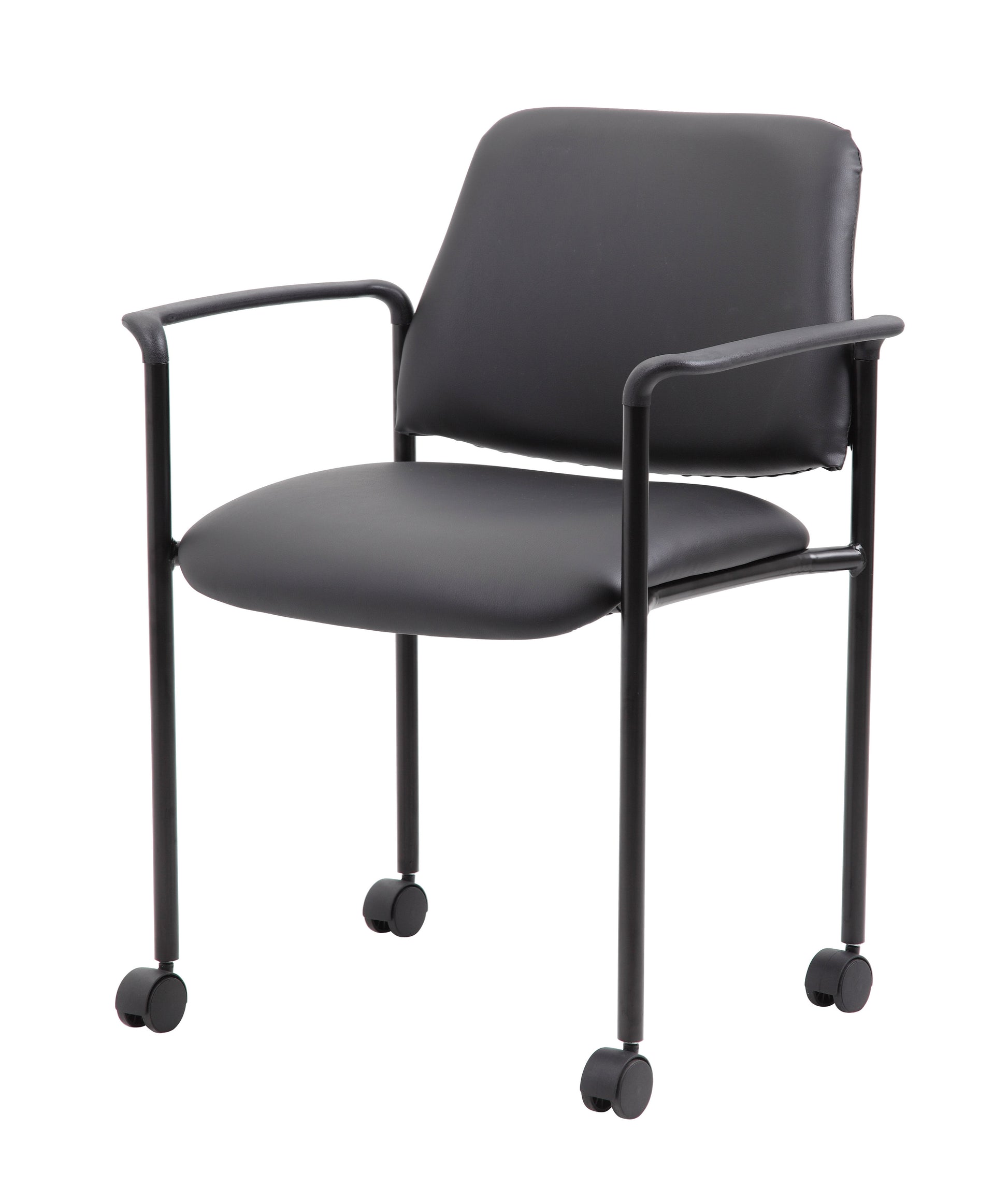 Boss Square Back  Diamond Stacking Chair W/Arm In Black Caressoft image 7