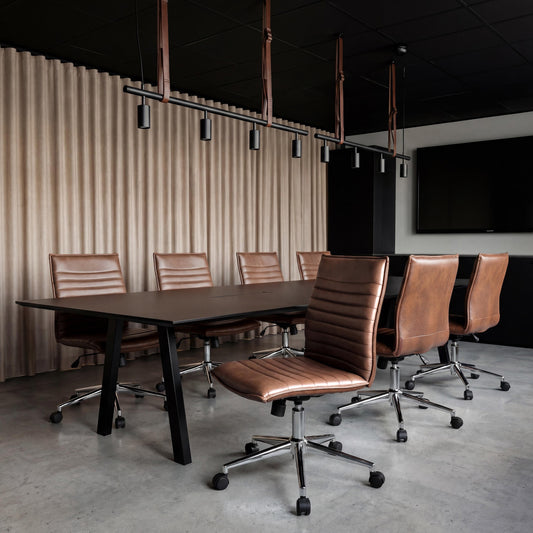 Boss Brown Vinyl Armless Hospitality Chair