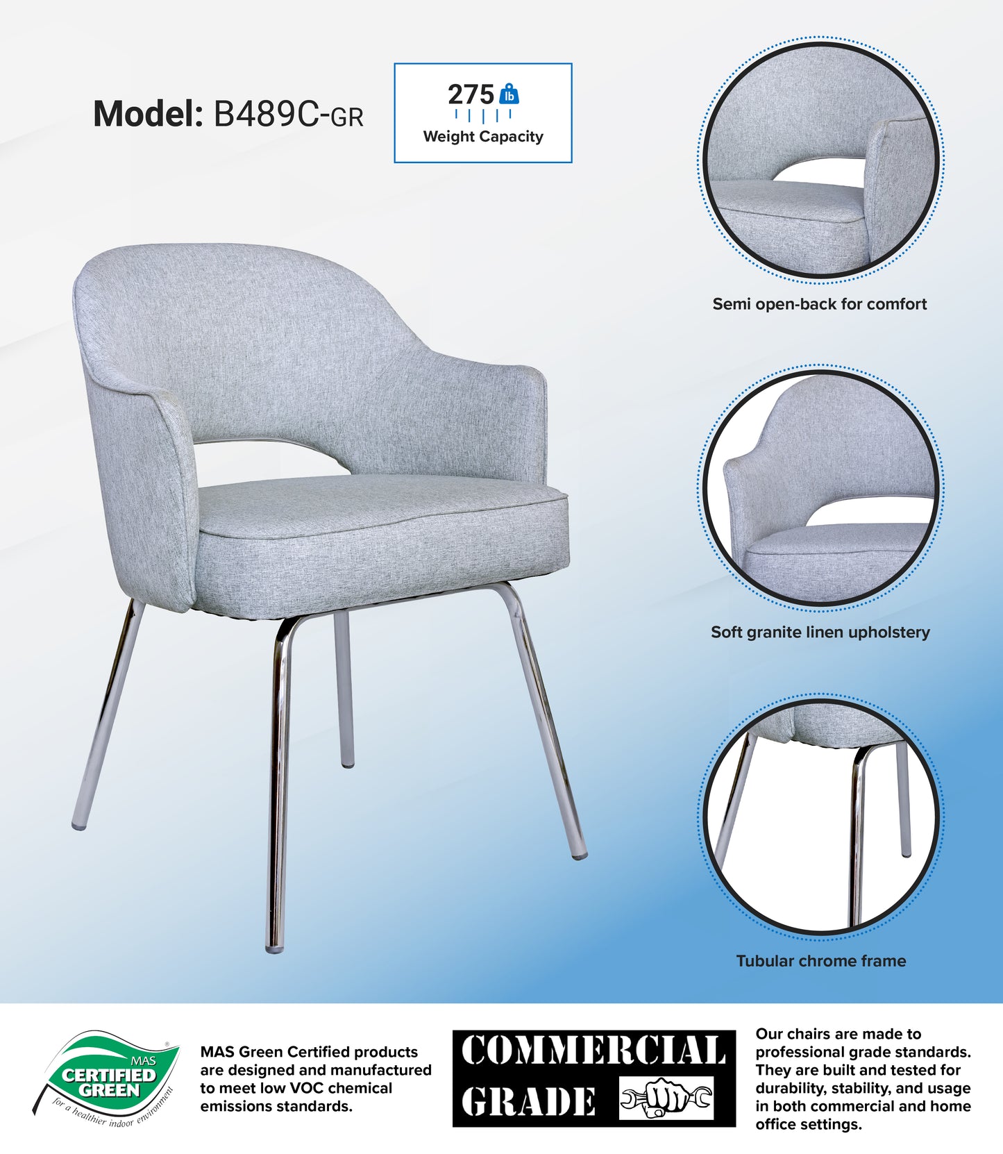 Grey Linen Guest Chair image 3