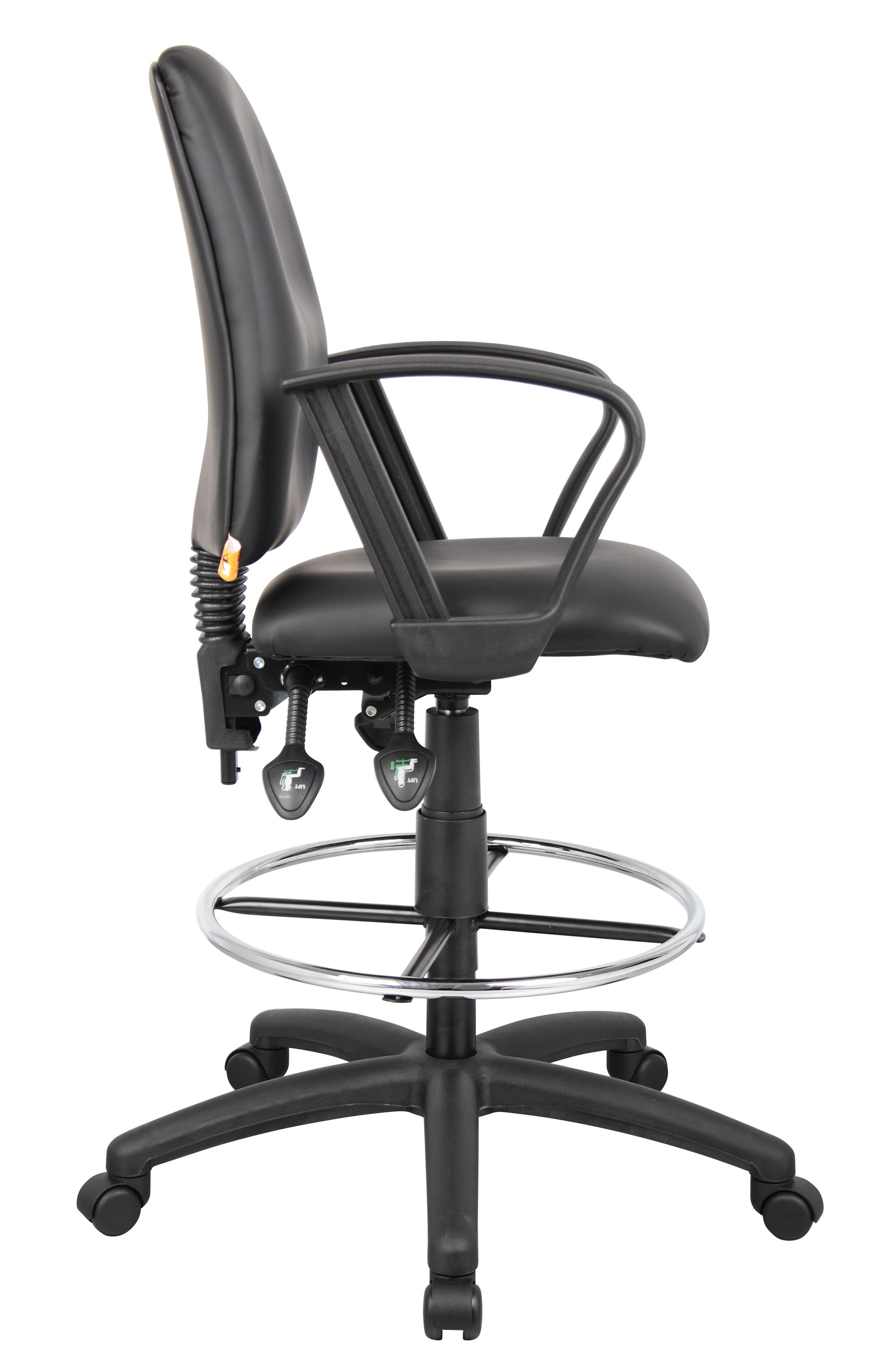 Boss Multi-Function LeatherPlus Drafting Stool W/ Loop Arms image 6