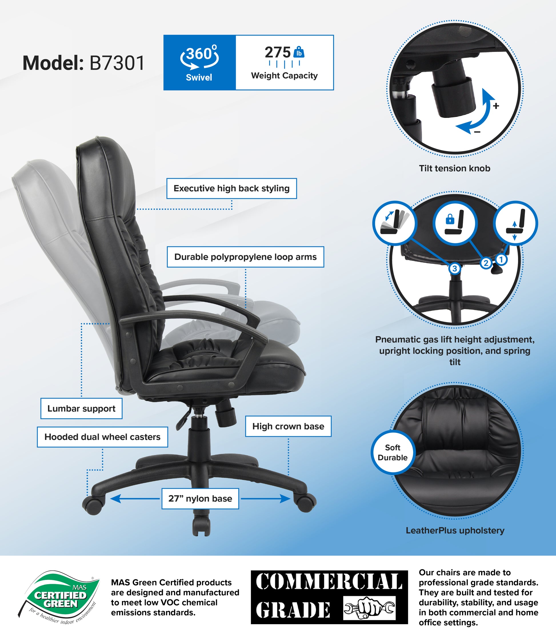 Boss High Back LeatherPlus Chair image 3