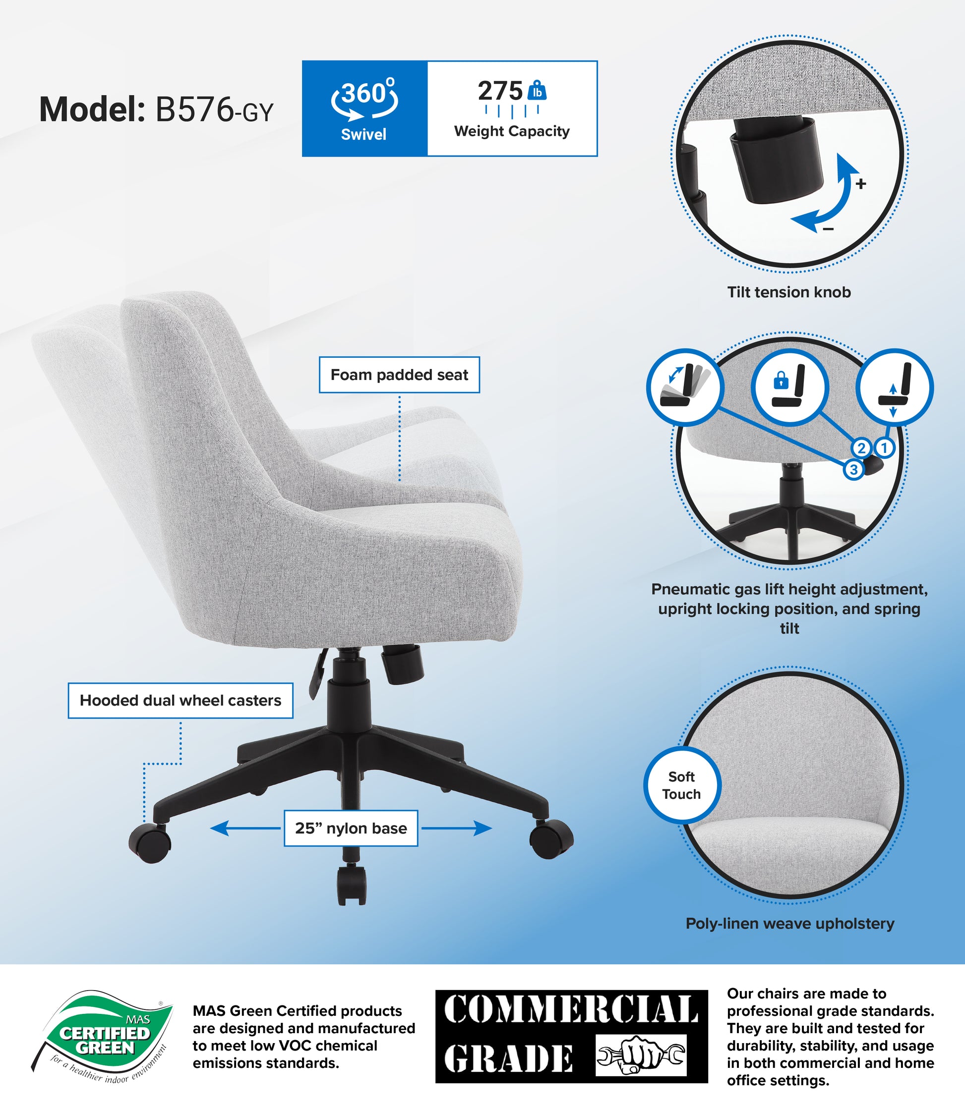 Boss Boyle Desk Chair - Grey image 3