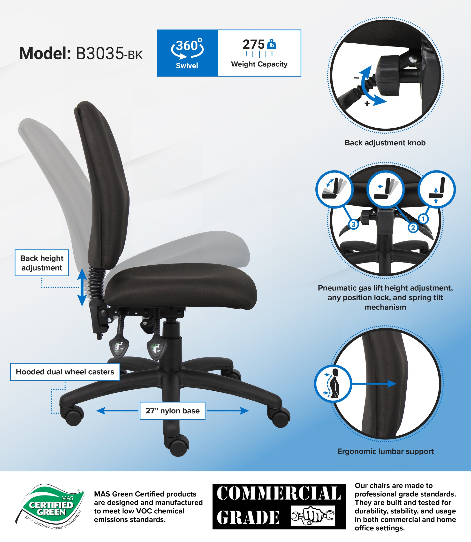 Boss Multi-Function Fabric Task Chair image 3