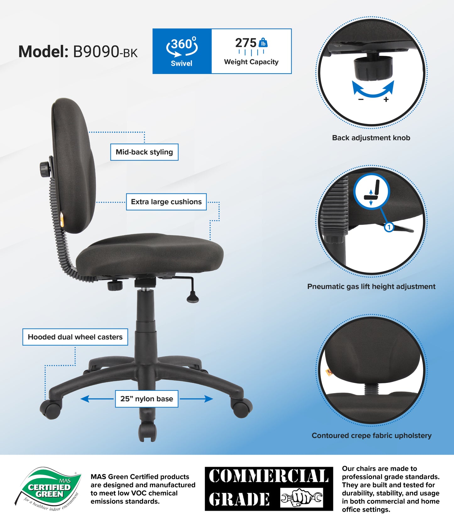 Boss Diamond Task Chair In Black image 3