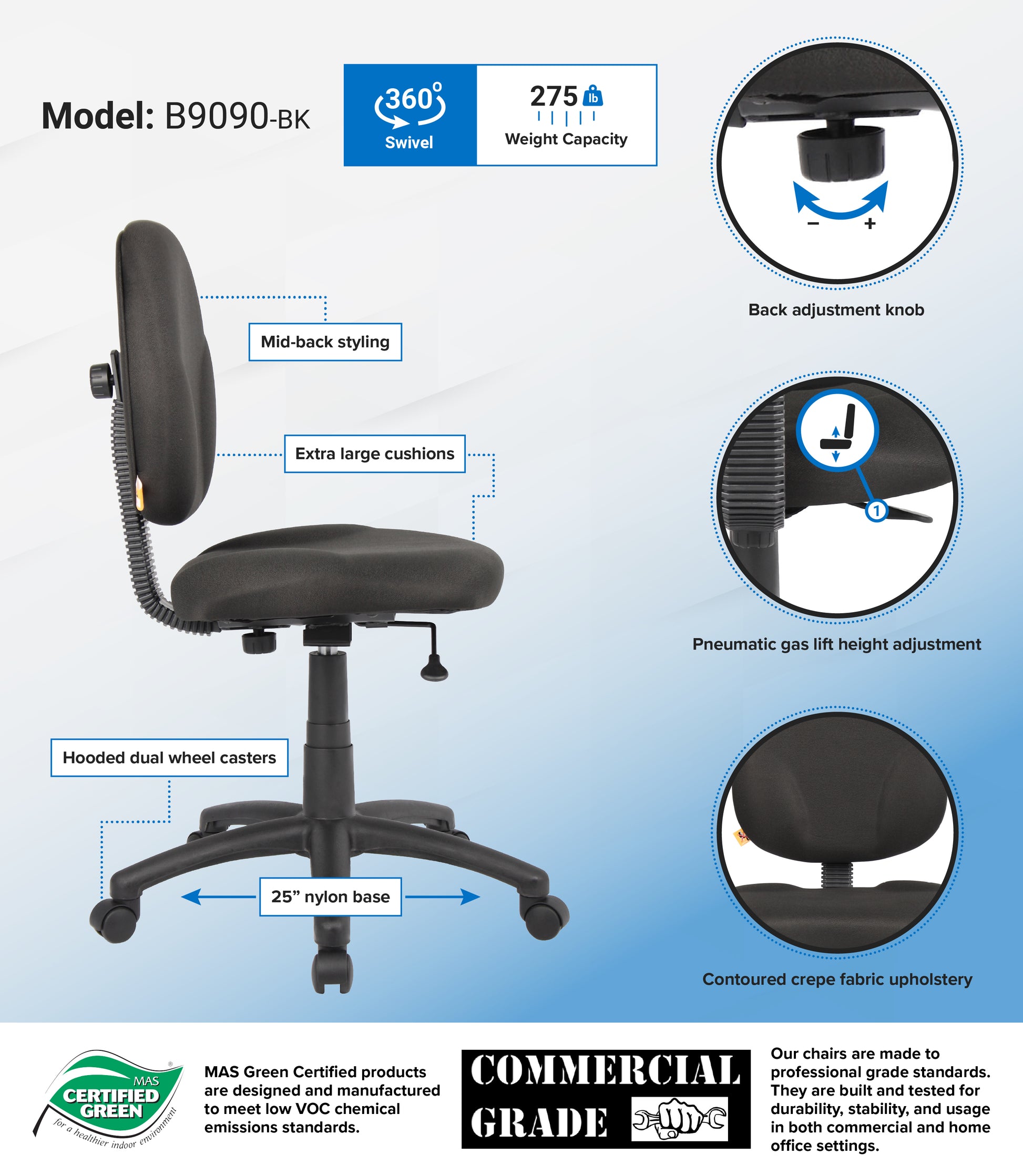 Boss Diamond Task Chair In Black image 3