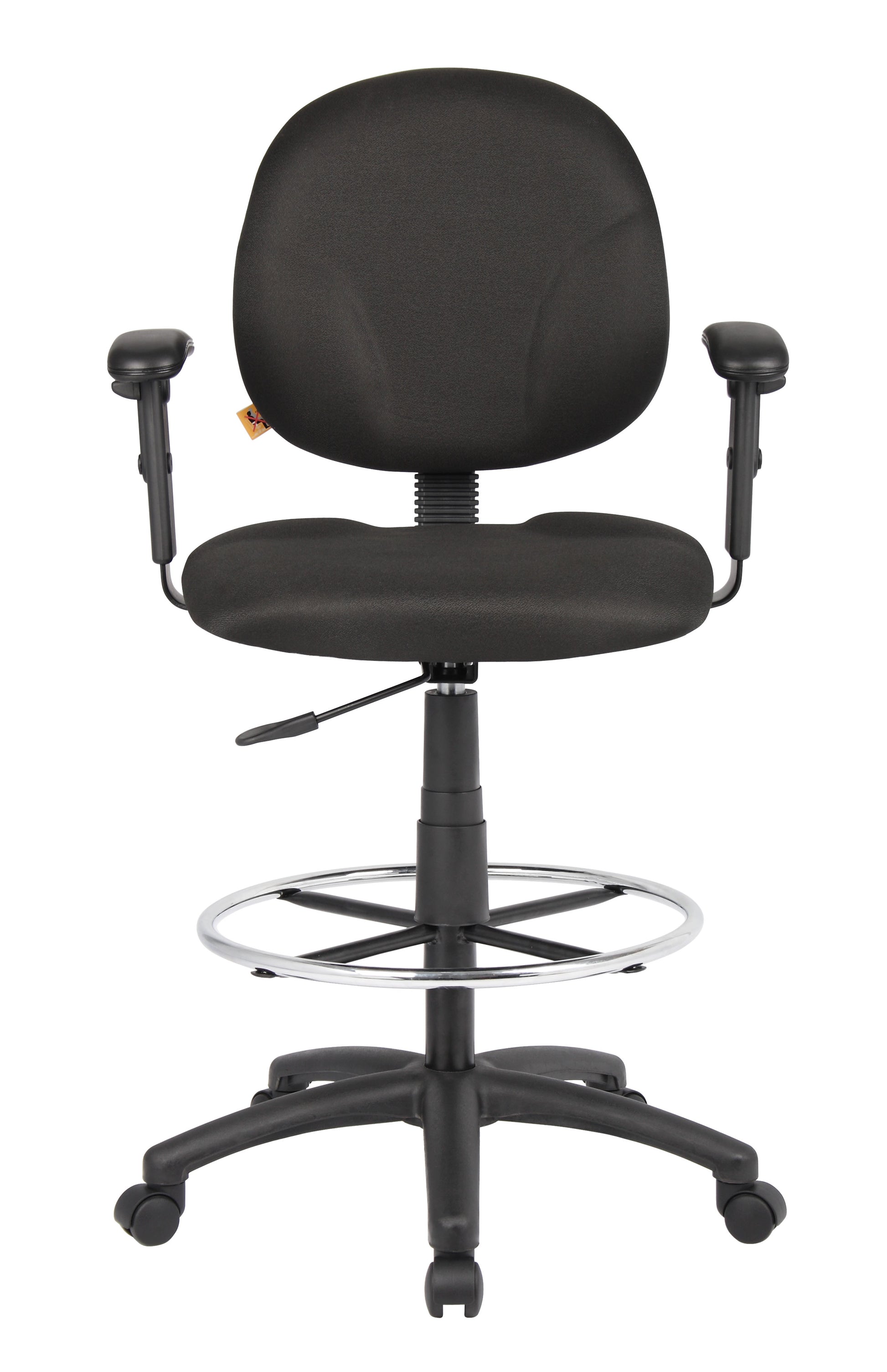 Boss Black Fabric Drafting Stools W/Adj Arms & Footring image 4