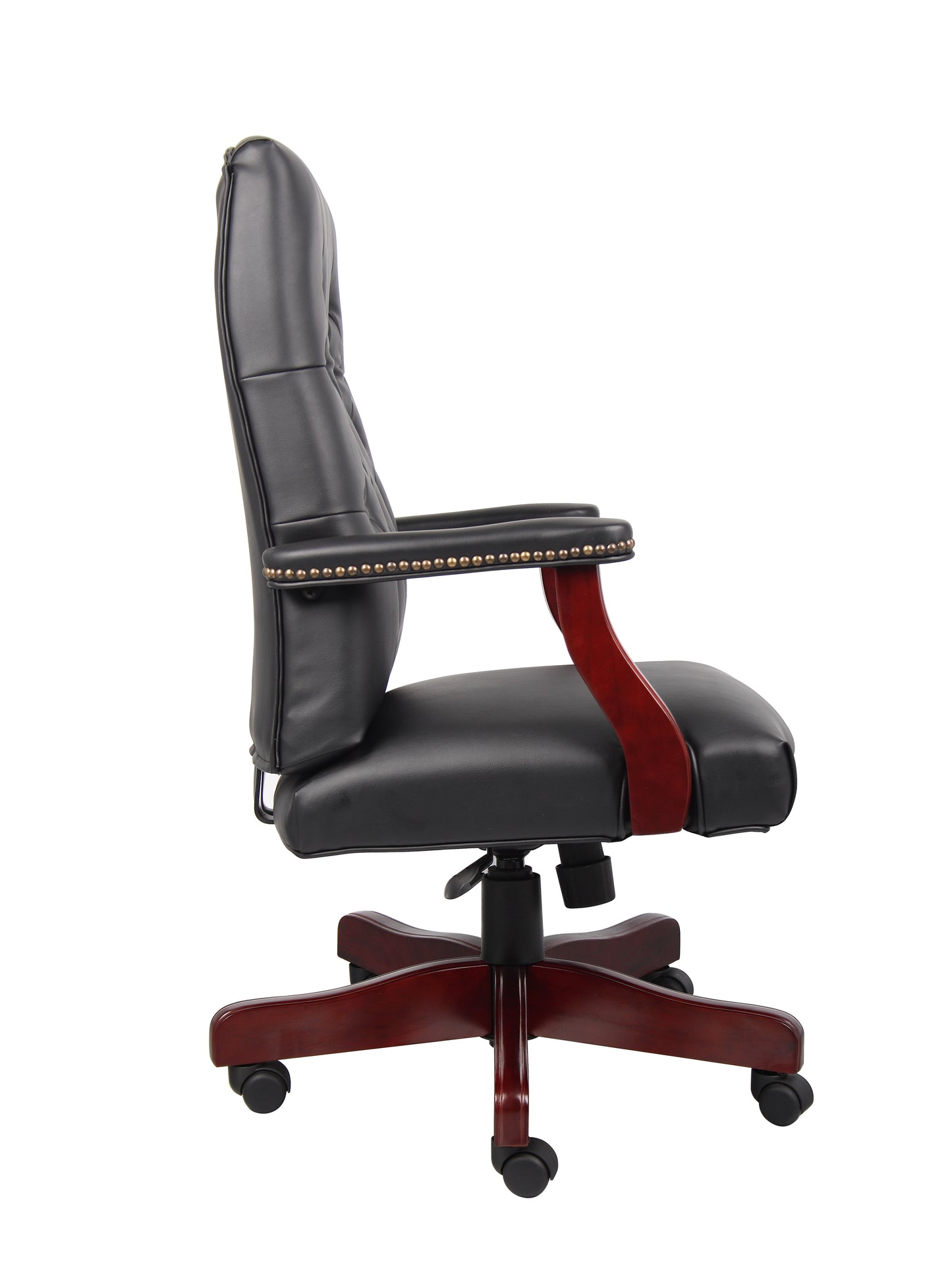 Boss Classic Black Caressoft Chair With Mahogany Finish Frame image 7