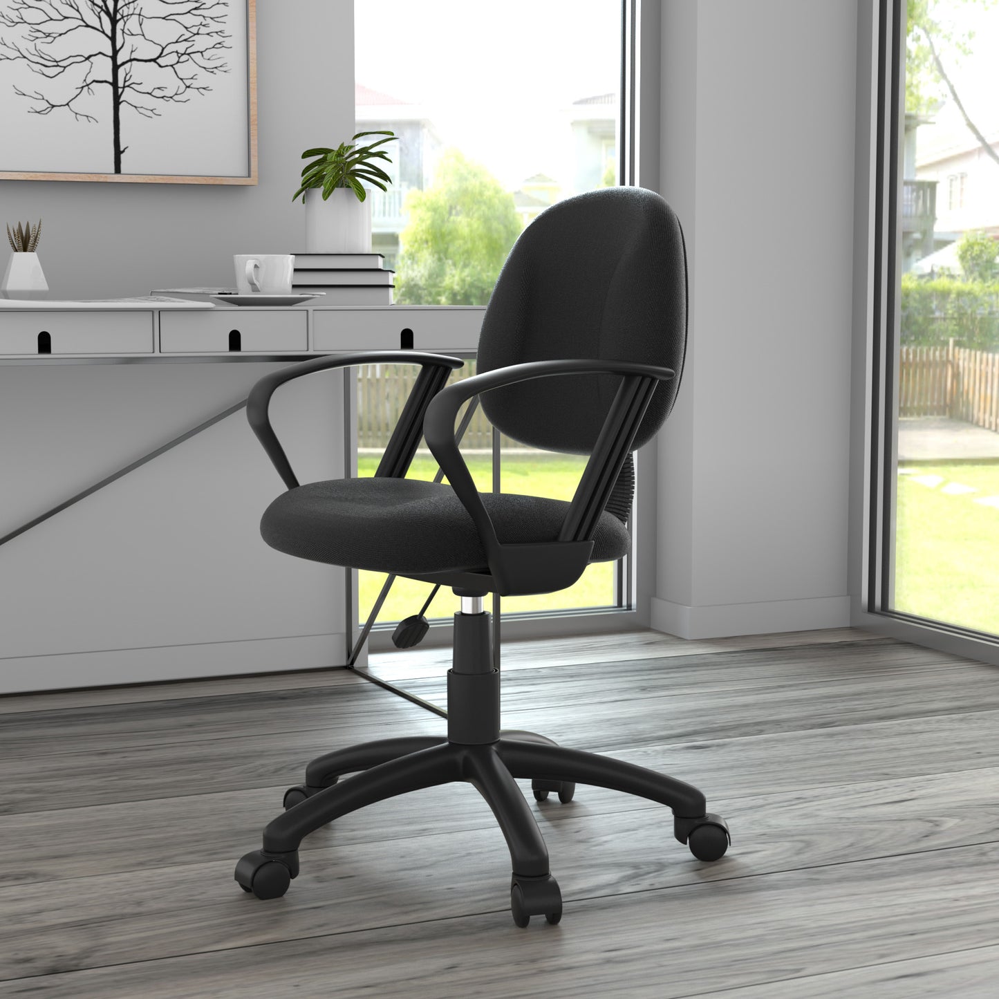 Boss Black  Deluxe Posture Chair W/ Loop Arms image 2