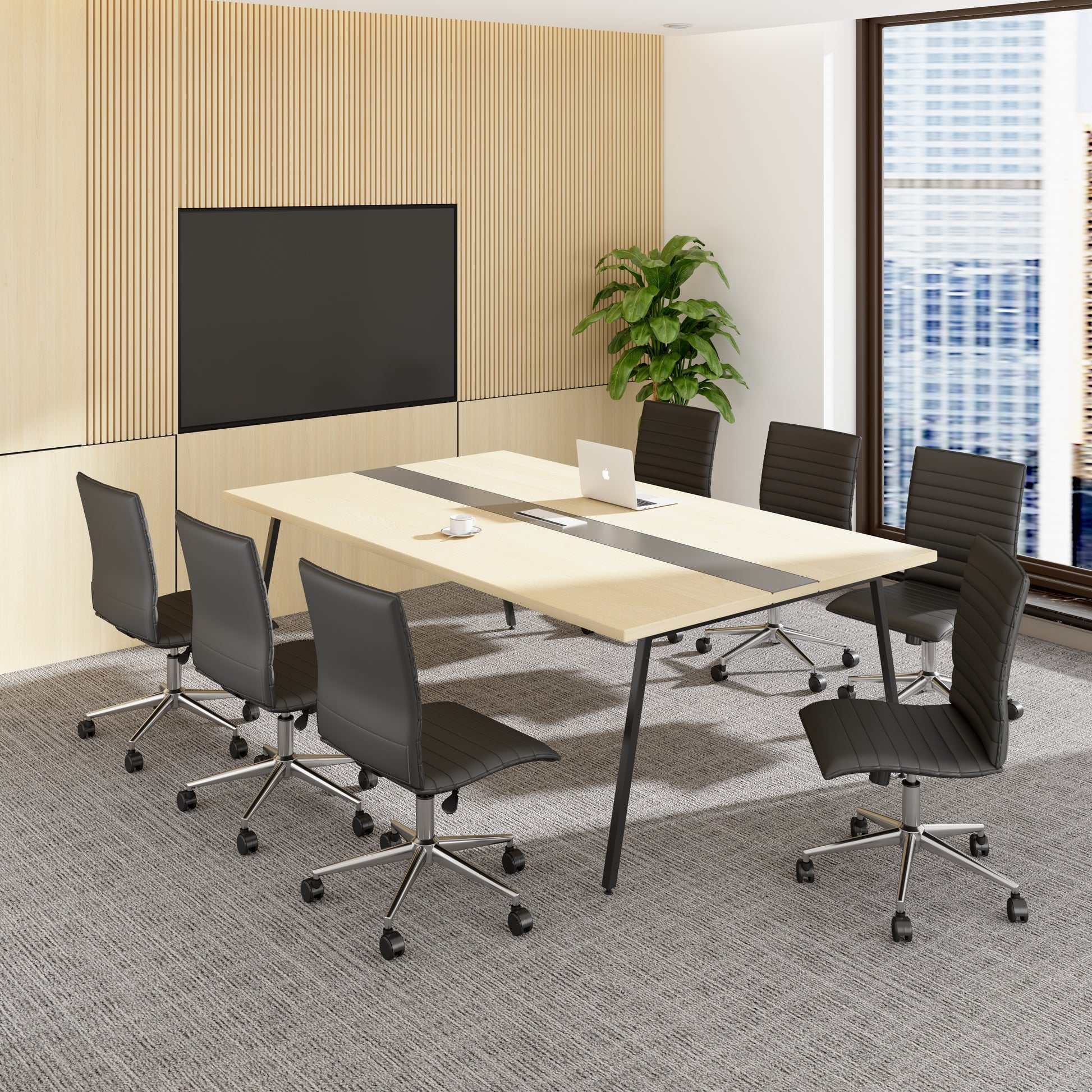 Boss Black Vinyl Armless Hospitality Chair image 2
